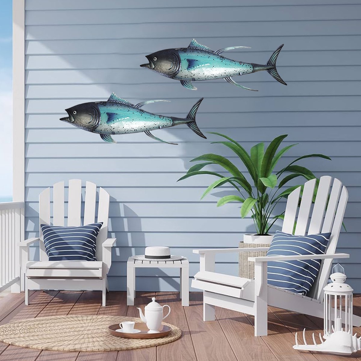 Décoration murale Eurocatch Tuna - Décoration murale - 80 x 27 cm - Métal et verre 3D - art - Astuce cadeau