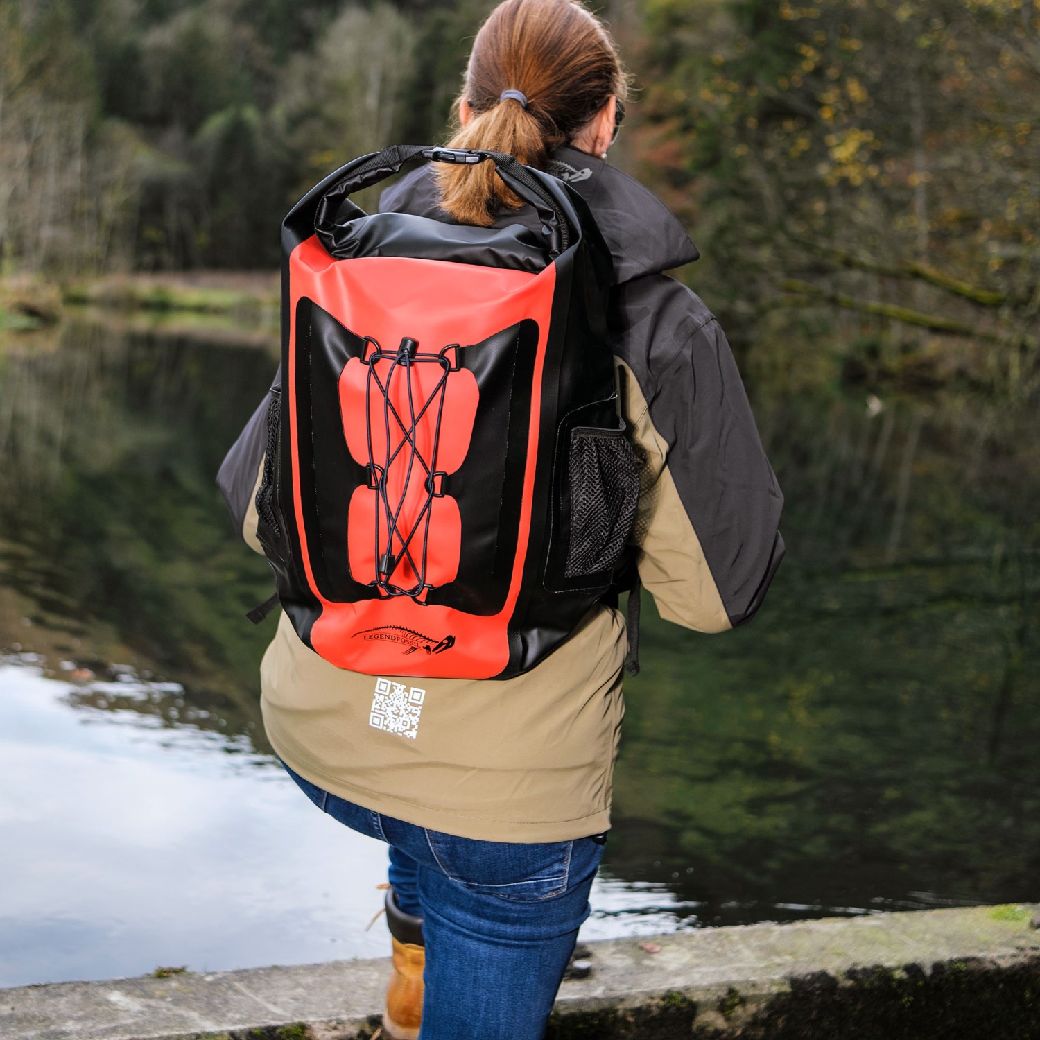 Legendfossil - Bâche - Sac à dos Trapper - Noir - 25L - Étanche - Sac à dos - Sac à dos - Extérieur - Sac à dos - Rouge