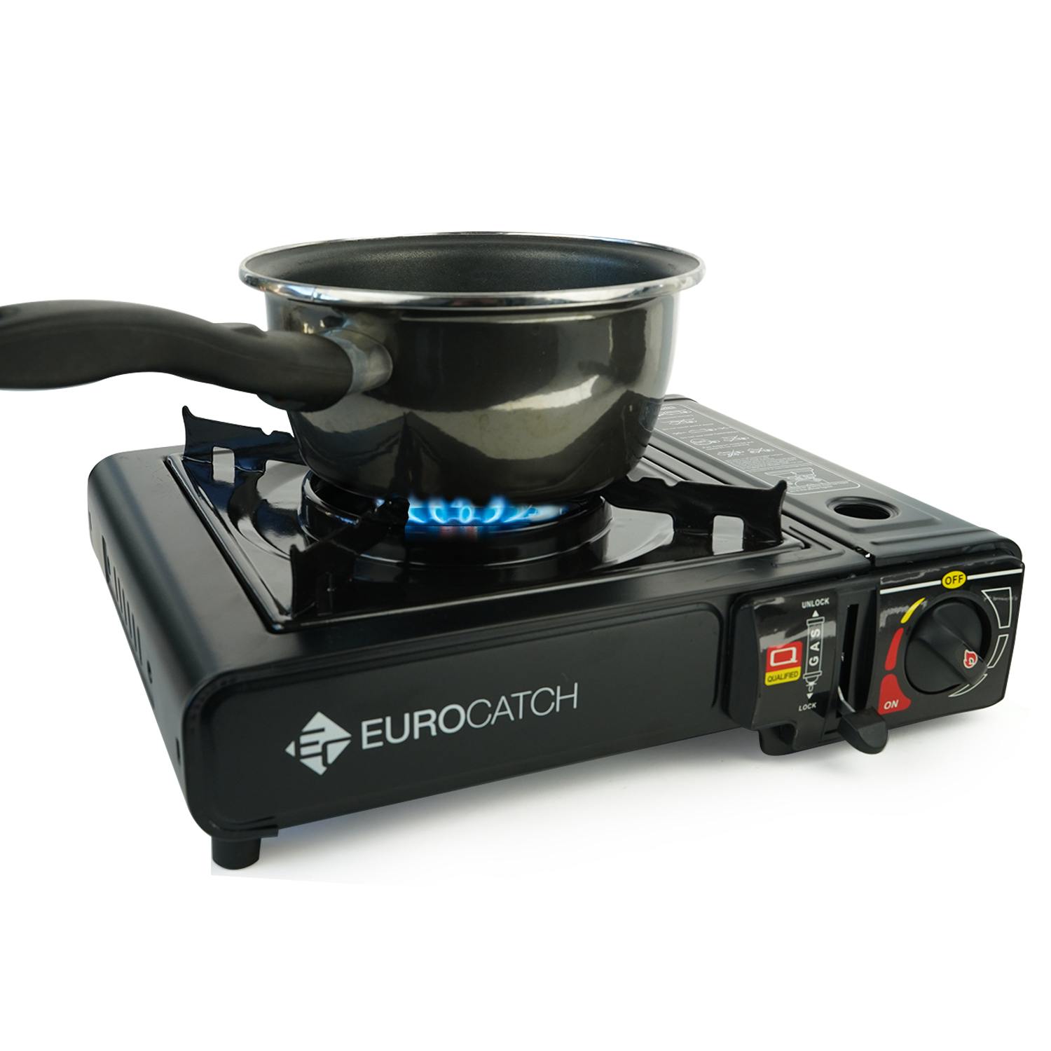 Eurocatch Réchaud et cuisinière à gaz - Ensemble de camping - 8 bonbonnes de gaz butane - Réchaud à gaz - Brûleur à gaz - Cuisinière - Chauffage