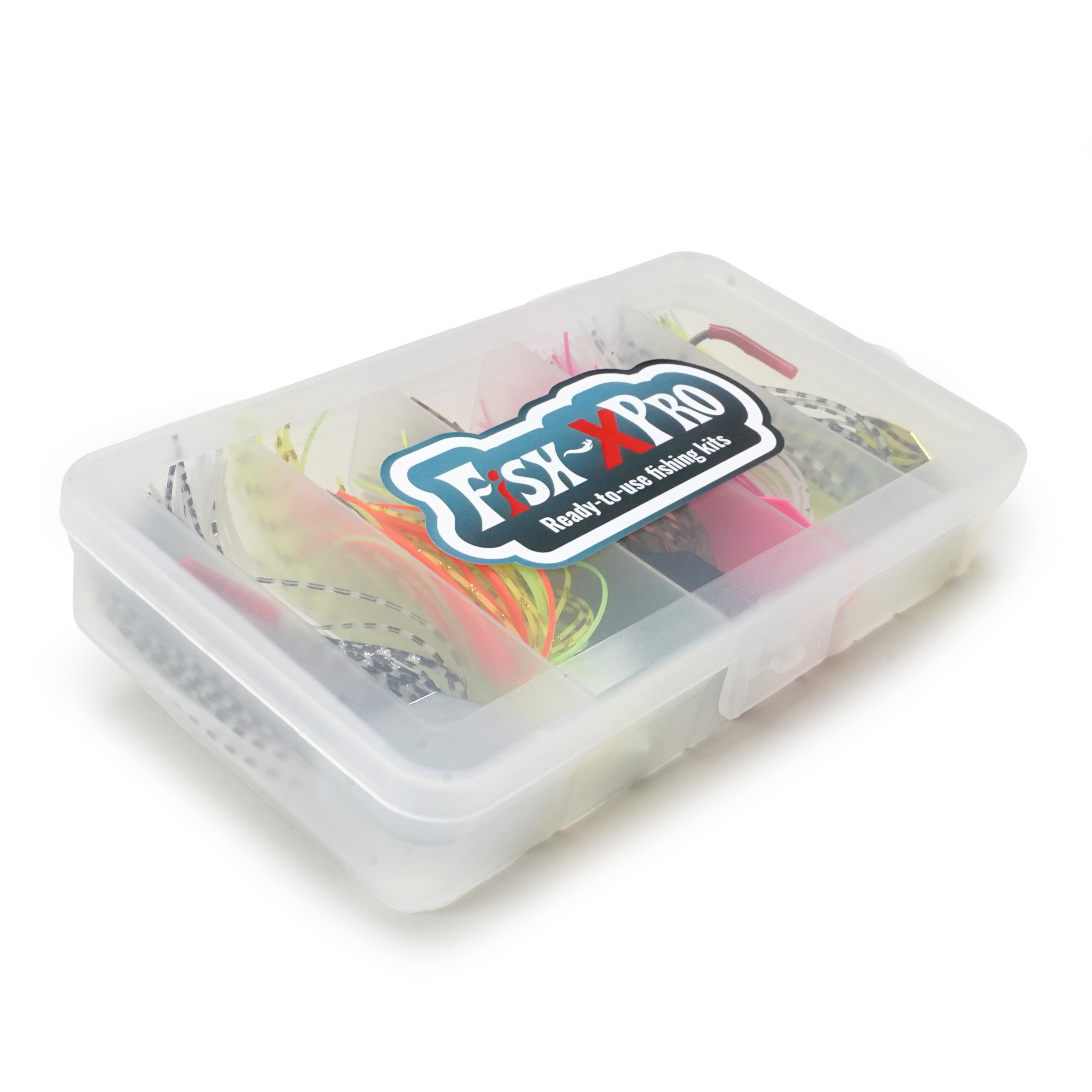 FishXpro Chatterbait Set 8 cm – 10 g  - 5 pièces avec boîte de rangement 