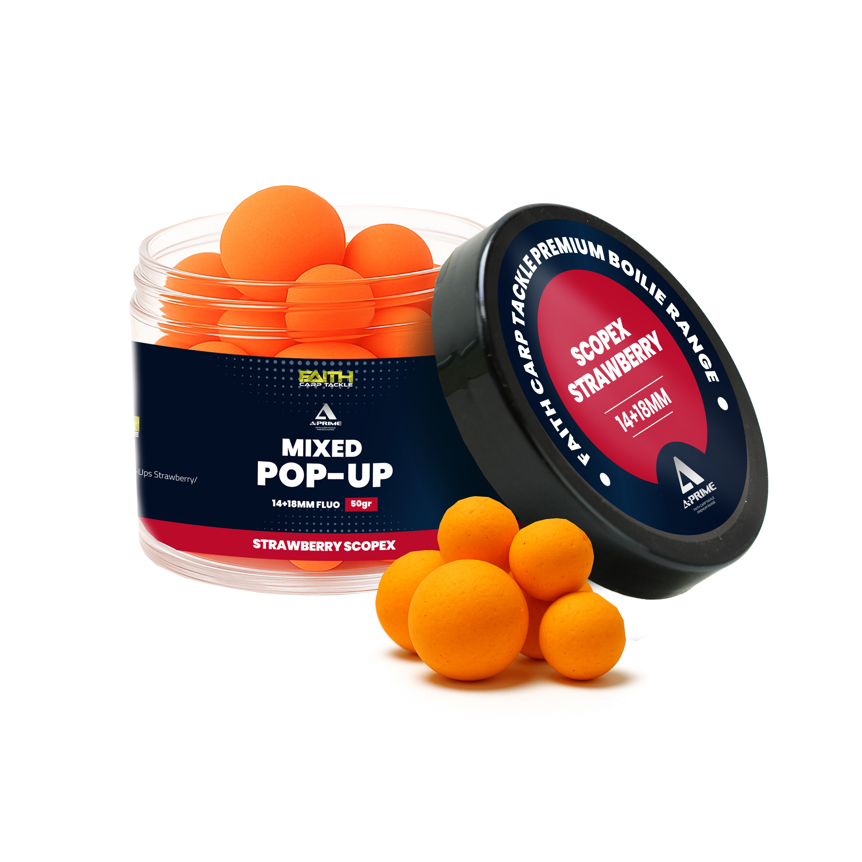 Faith A-Prime Pop-Ups - 14+18mm  - 150ml - Strawberry/Scopex