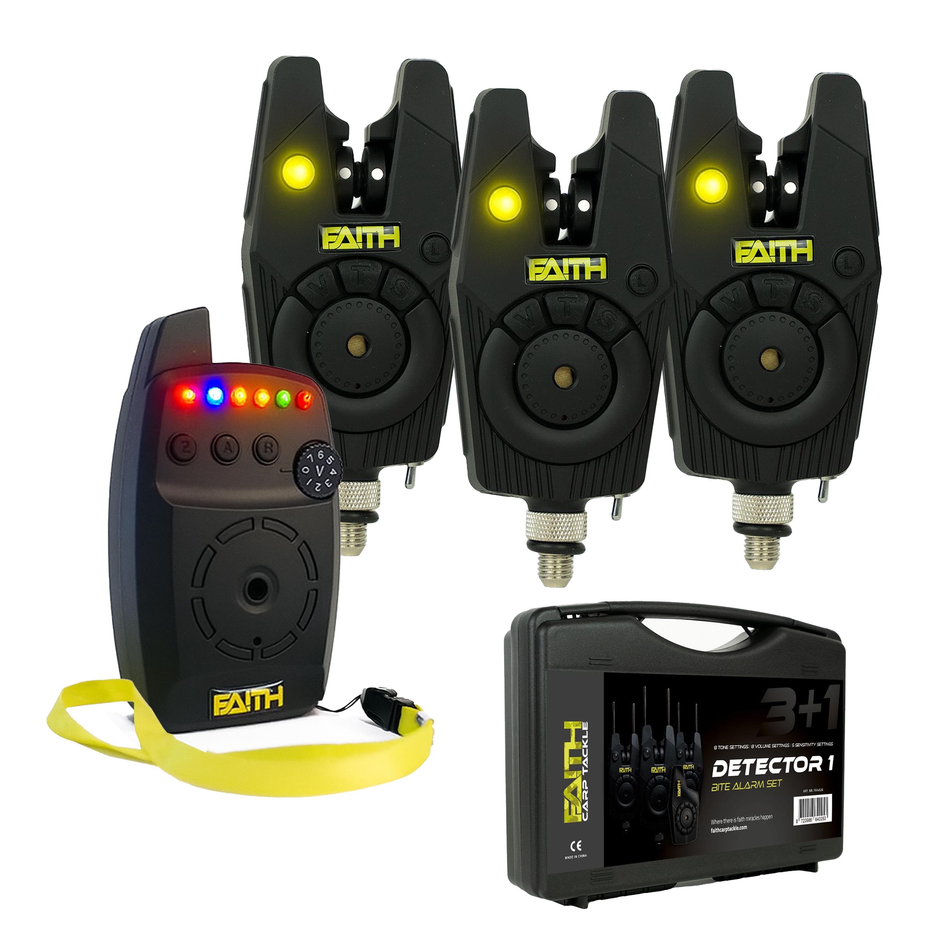 Ensemble d'alarme de morsure Faith Detector 3+1 - dans un étui robuste