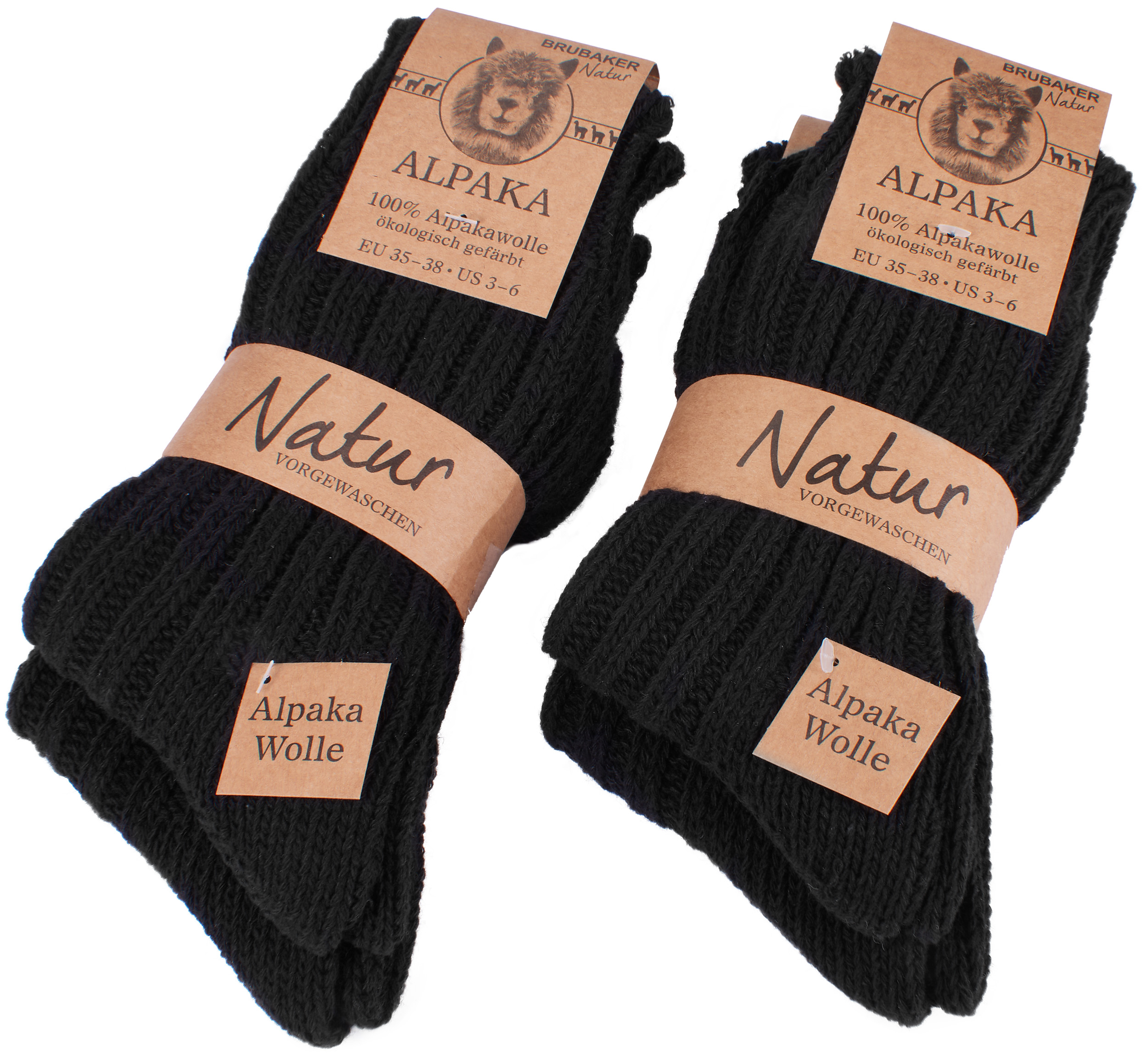 Brubaker 4 paires de chaussettes d'Alpakawolle – Noir