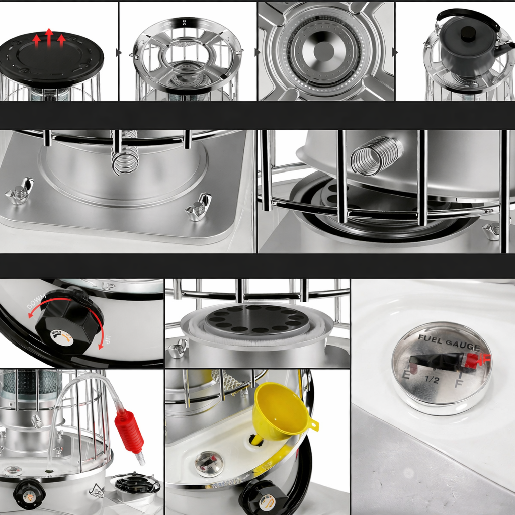 Draagbare Petroleumkachel 2600W - Mobiele Kerosinekachel met 6L Tank en Kantelbeveiliging