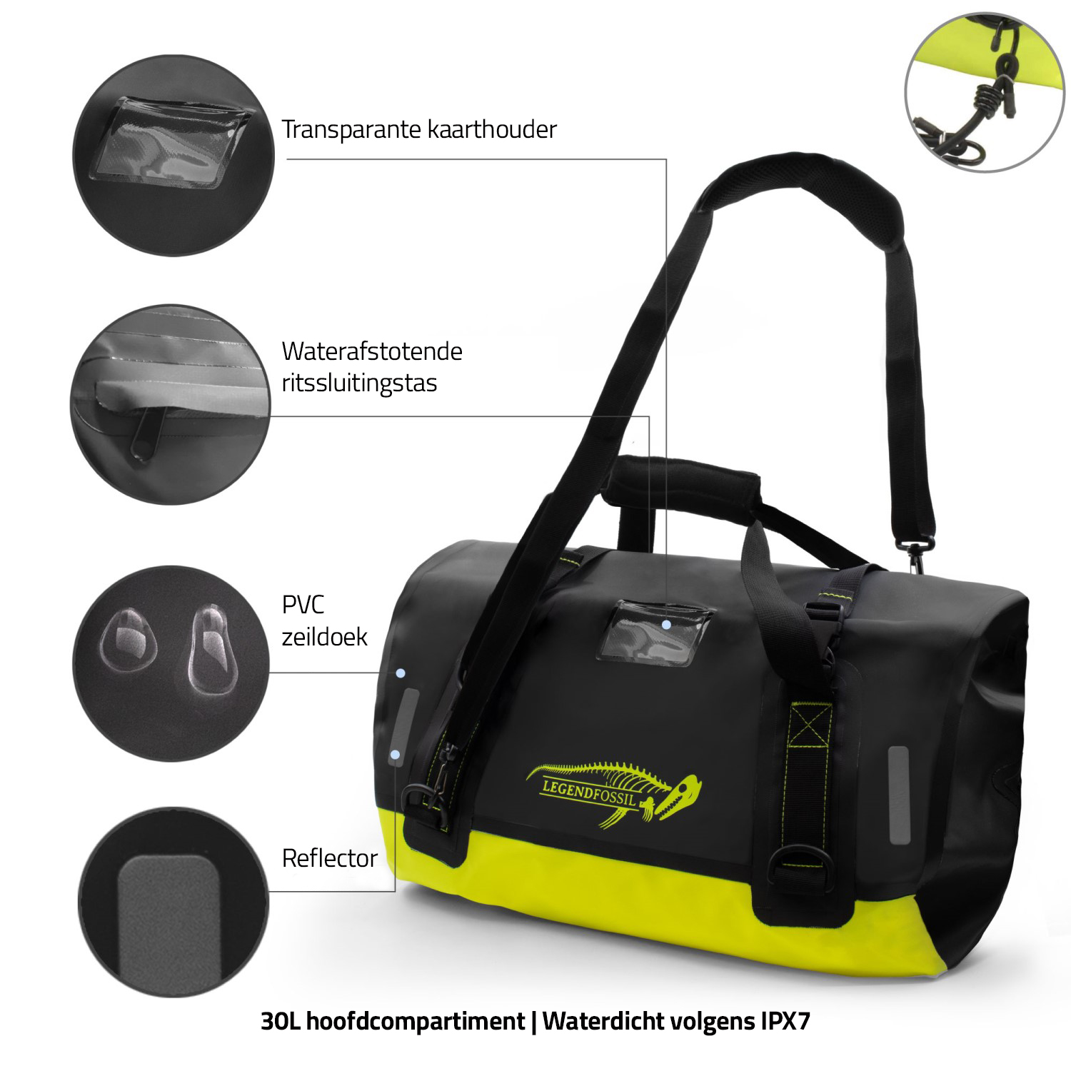 Legendfossil - Sac étanche - Sjømat - 30L - Noir - Duffel - Étanche - Drybag - Noir Jaune