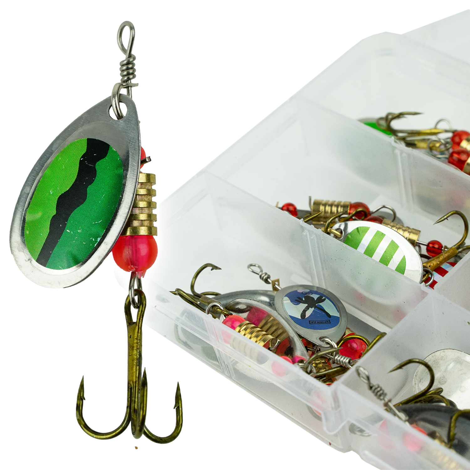 FishXpro Spinner set 31 pièces avec Tacklebox