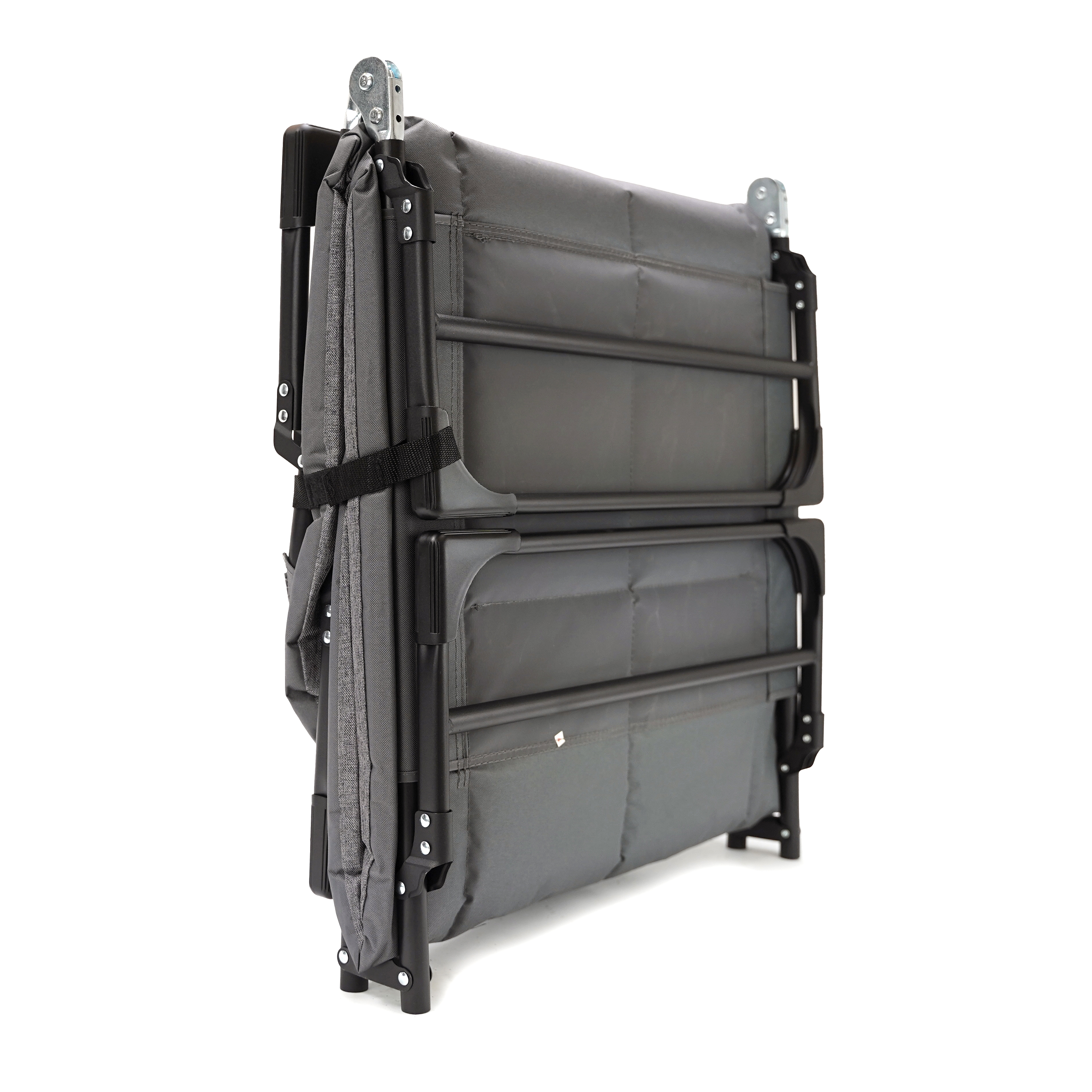 Lit de camping pliable Eurocatch – Dossier réglable 5 positions, 4 pieds robustes, poche latérale, appui-tête rembourré – Compact & Confortable – 195×65×27 cm