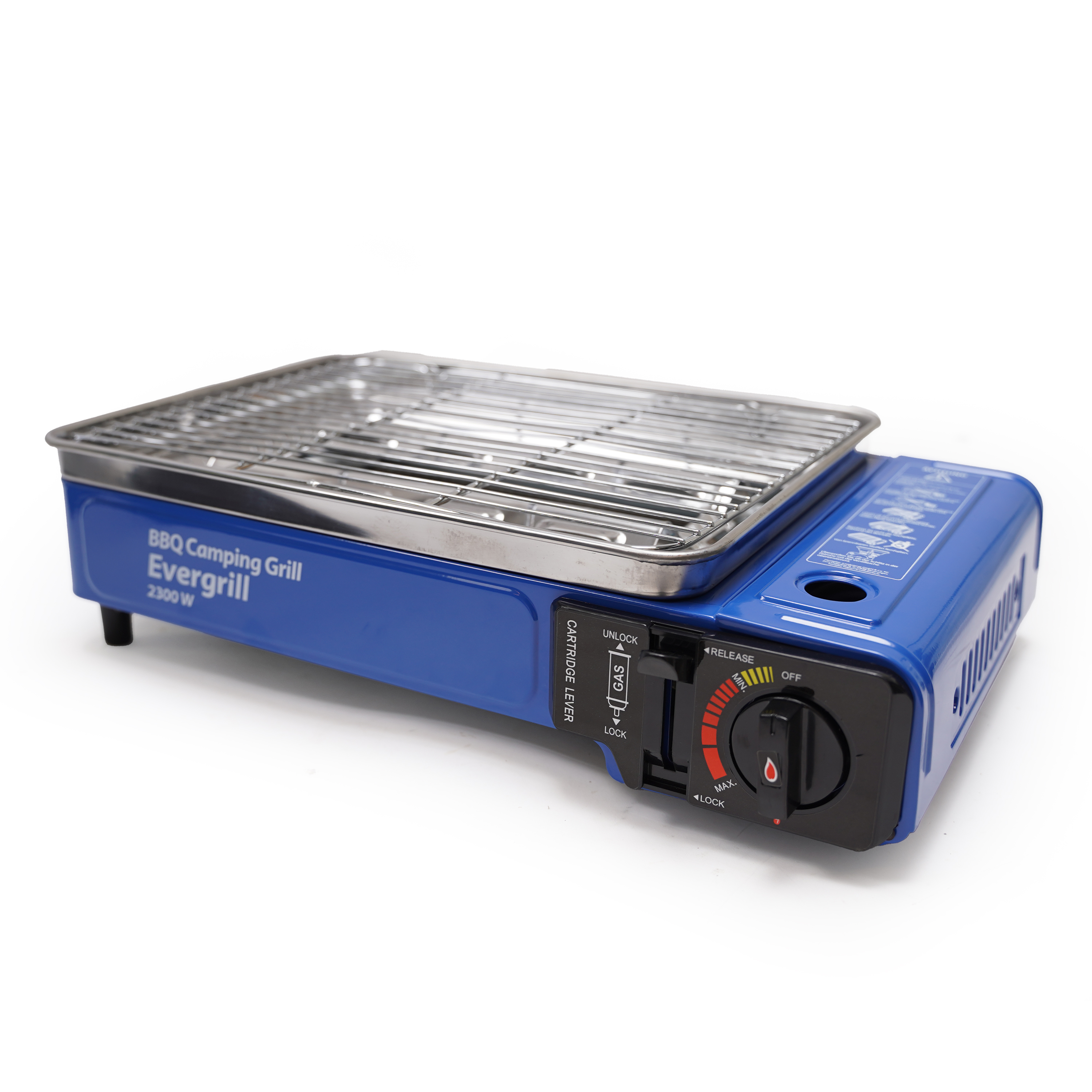 Eurocatch Gaz Butane Camping Grill Evergrill - Barbecue à gaz - Réchaud de camping - Grill de table - Barbecue de table - Incl. 12 Bidons de gaz