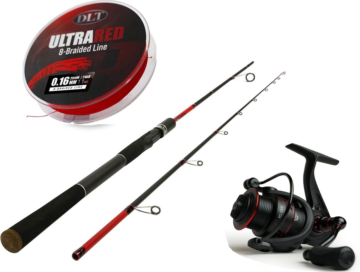 DLT Goliath Allround Spinning Rod Set 2,10 m - 10-40gr - Set de cannes - Canne avec moulinet et ligne de pêche tressée