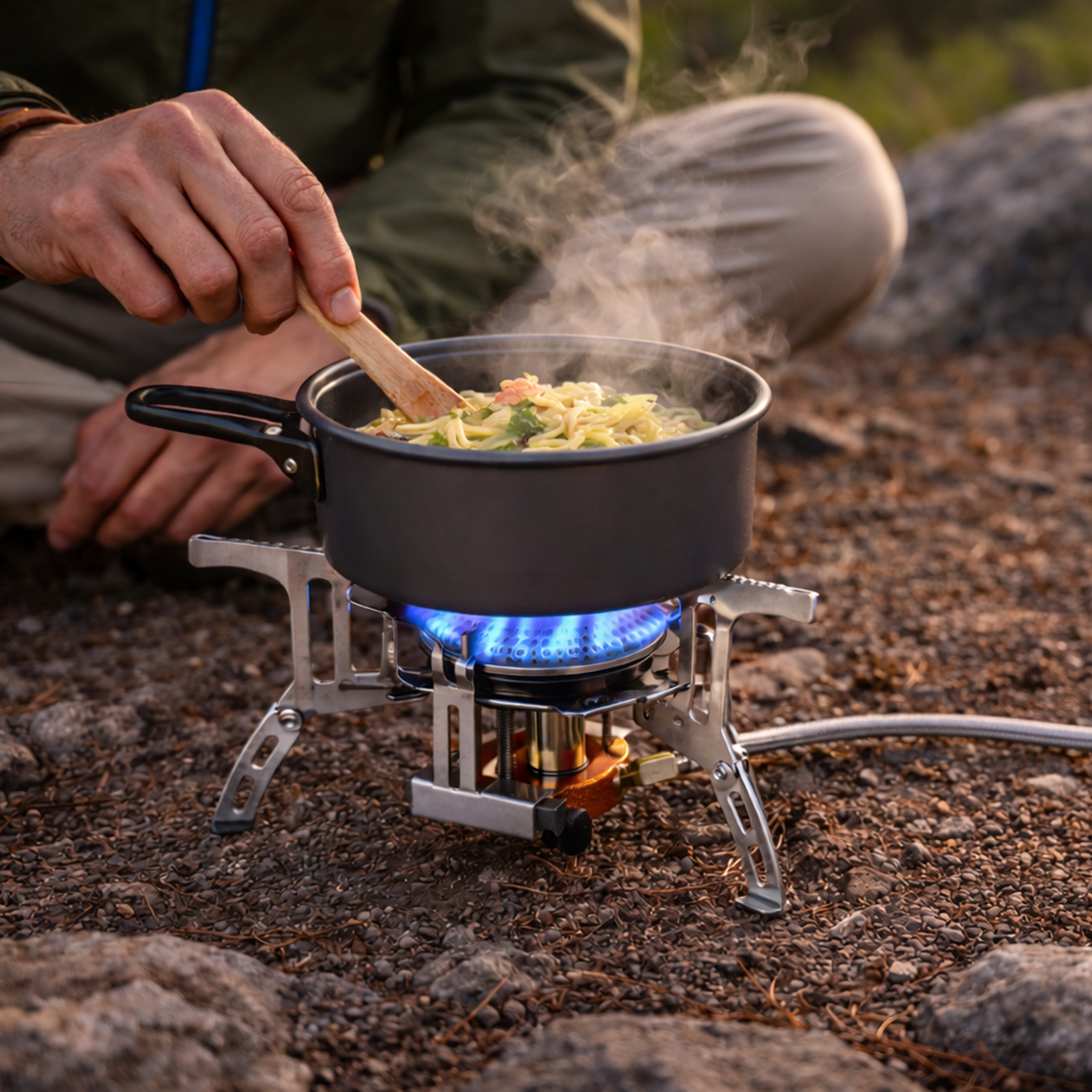 Eurocatch Rechaud a Gaz Pliant 2200W avec Adaptateur - Rechaud Camping Portable