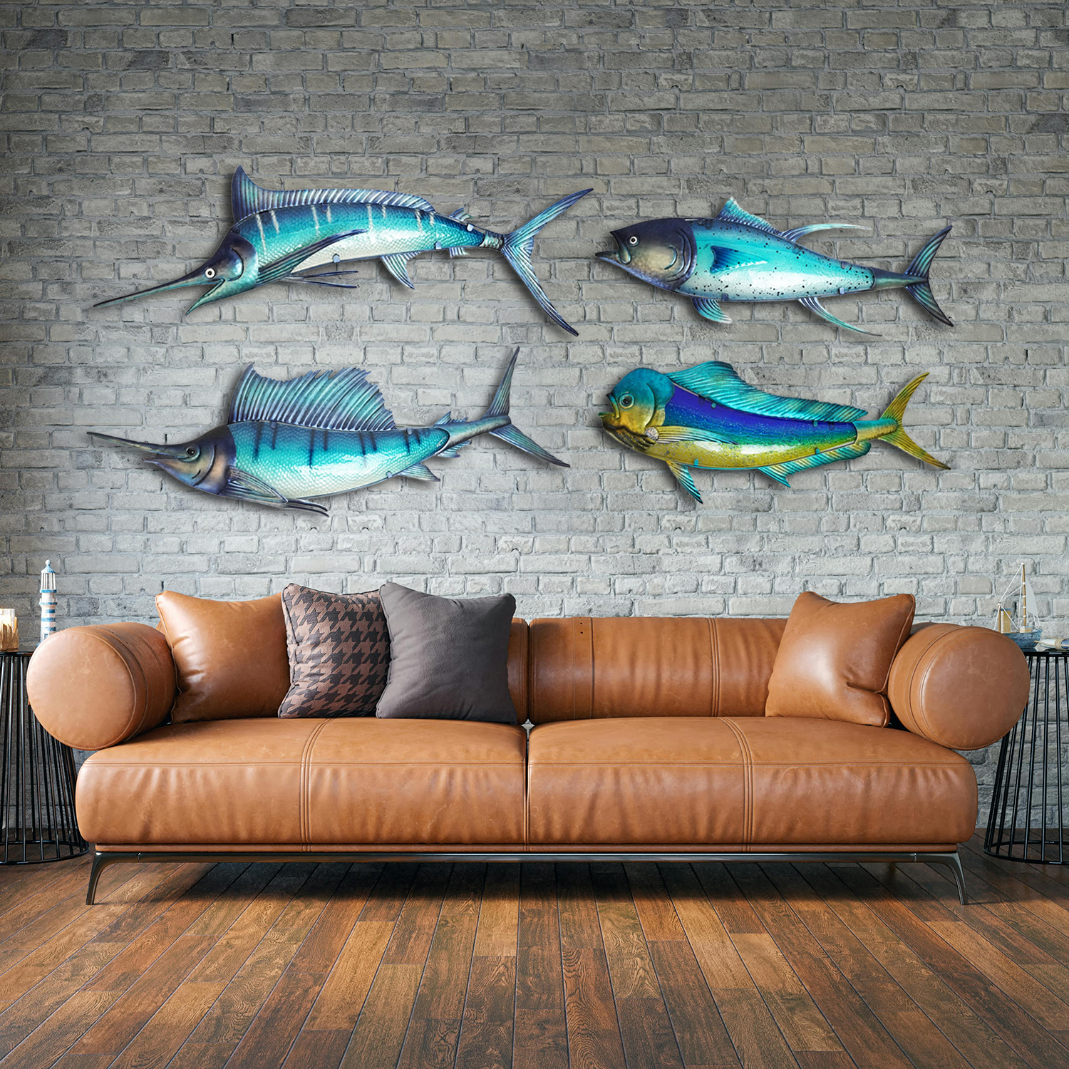 Décoration murale Eurocatch Tuna - Décoration murale - 80 x 27 cm - Métal et verre 3D - art - Astuce cadeau