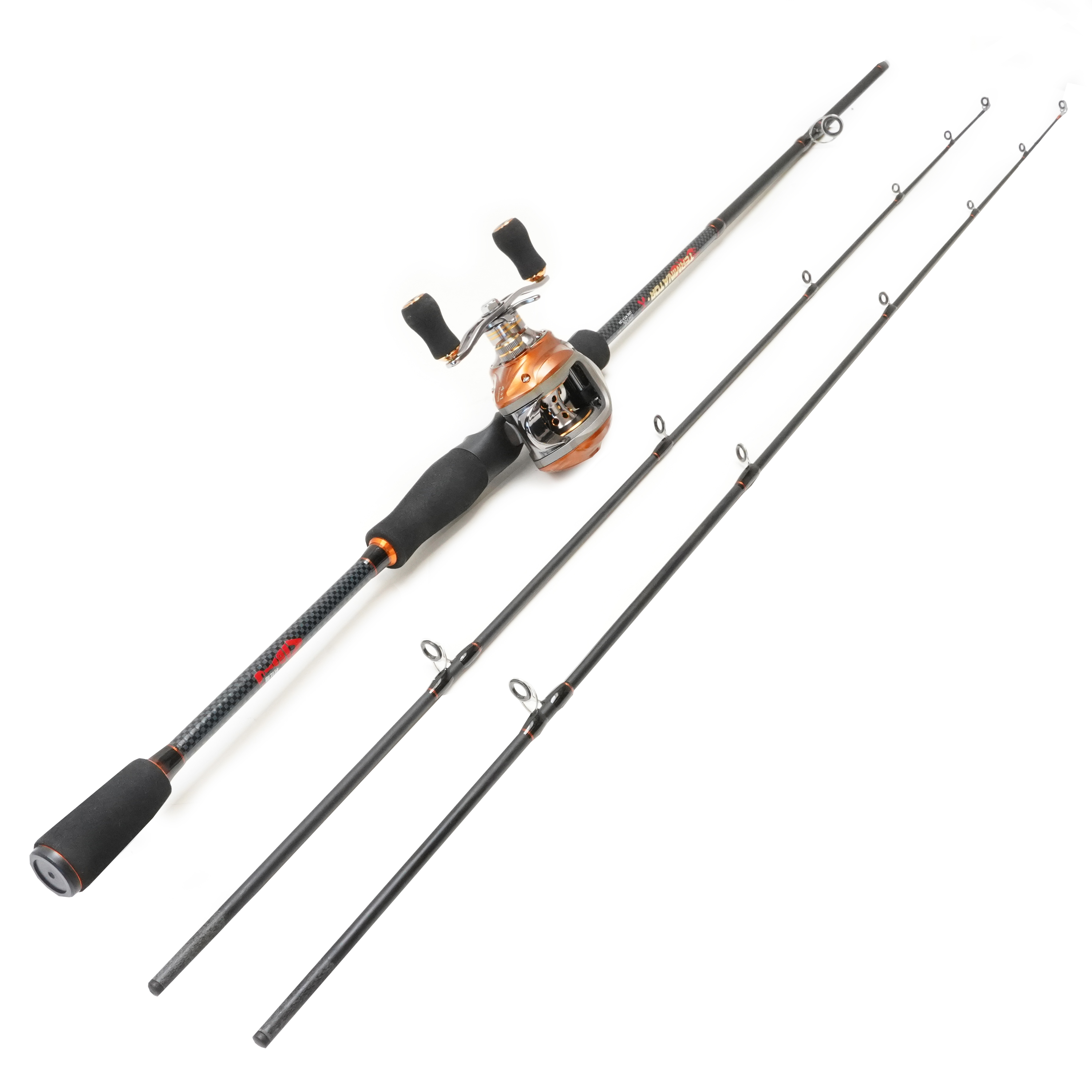 Eurocatch Baitcaster set 1,80m - avec 200 m de ligne tressée - Moulinet + Canne + Fil