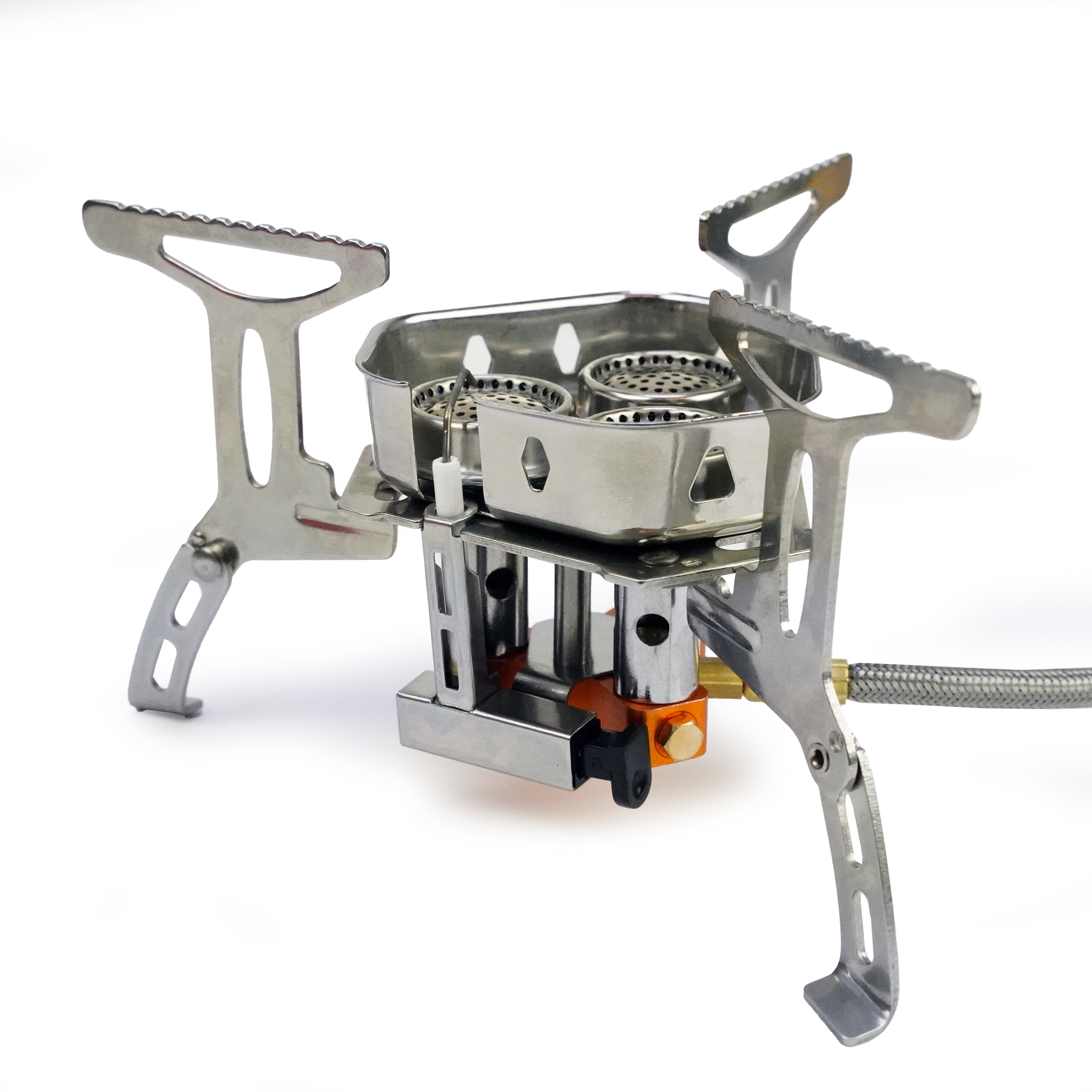 Eurocatch Foldable Gas Burner Turbo 6800W - incl. 4 cartouches de gaz - Réchaud à Gaz Pliable avec Adaptateur et Mallette