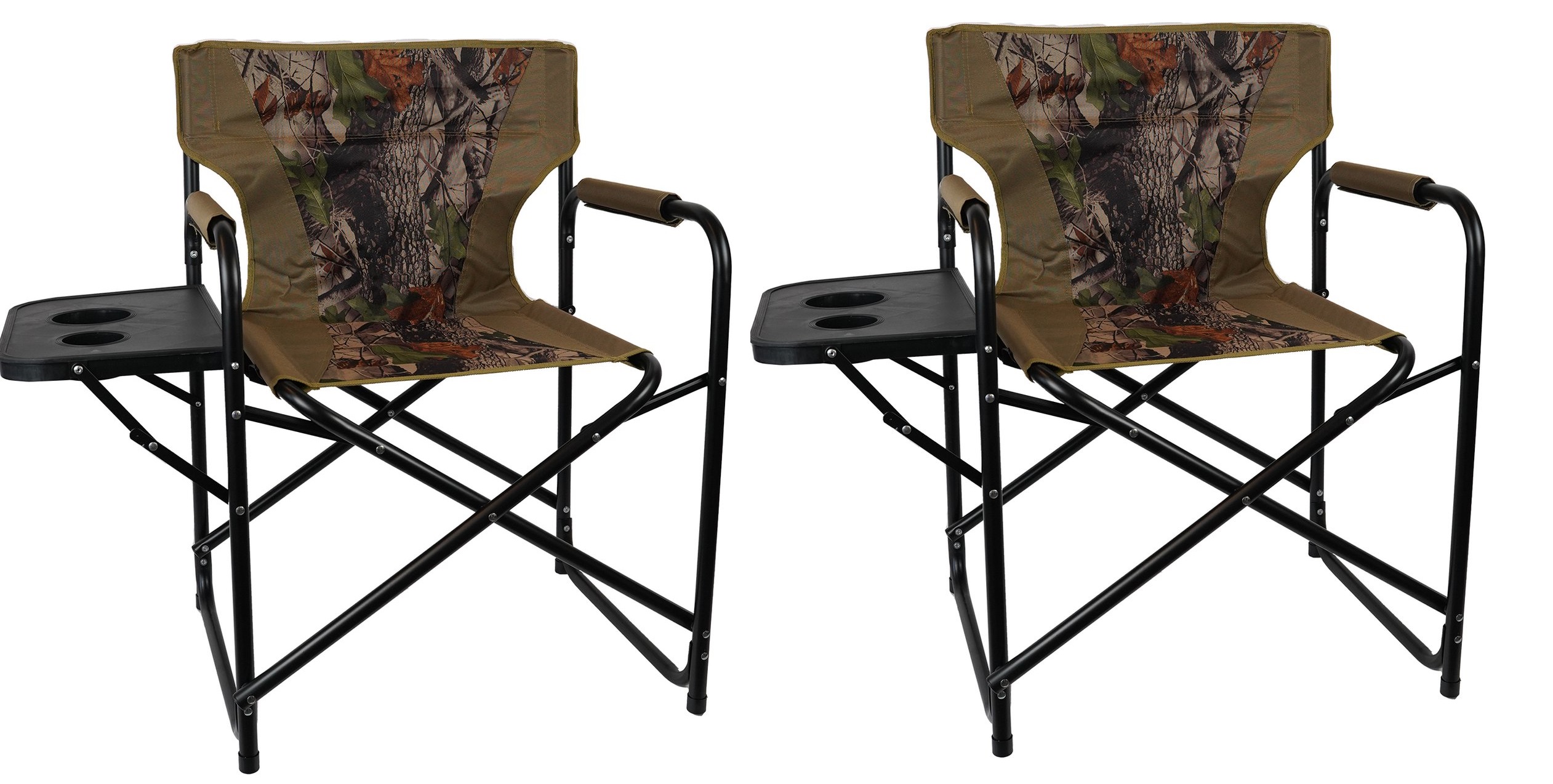 Eurocatch 2x Chaise de camping pliable avec table d'appoint - Camouflage - Président du directeur
