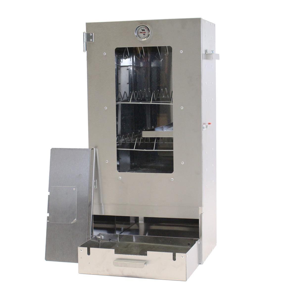 Fumoir Eurocatch Magnum 80x40x27,5cm - Incl. Thermomètre Crochets de fumée Grilles en acier inoxydable 