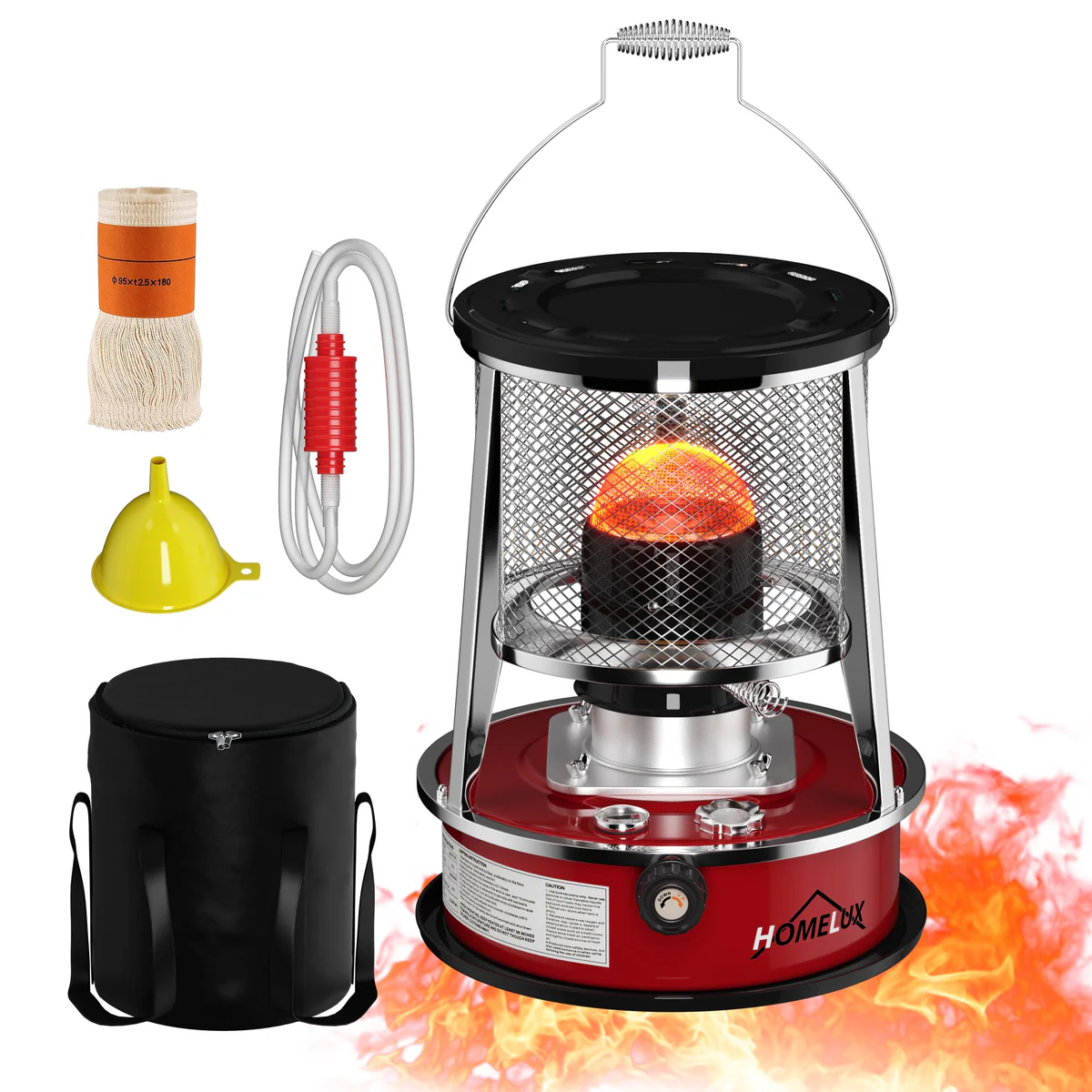 Homelux Poêle à Pétrole avec Sac de Transport – Poêle d’Urgence Compact pour Intérieur et Extérieur – 2600W – Avec Jauge de Niveau de Carburant Incluse