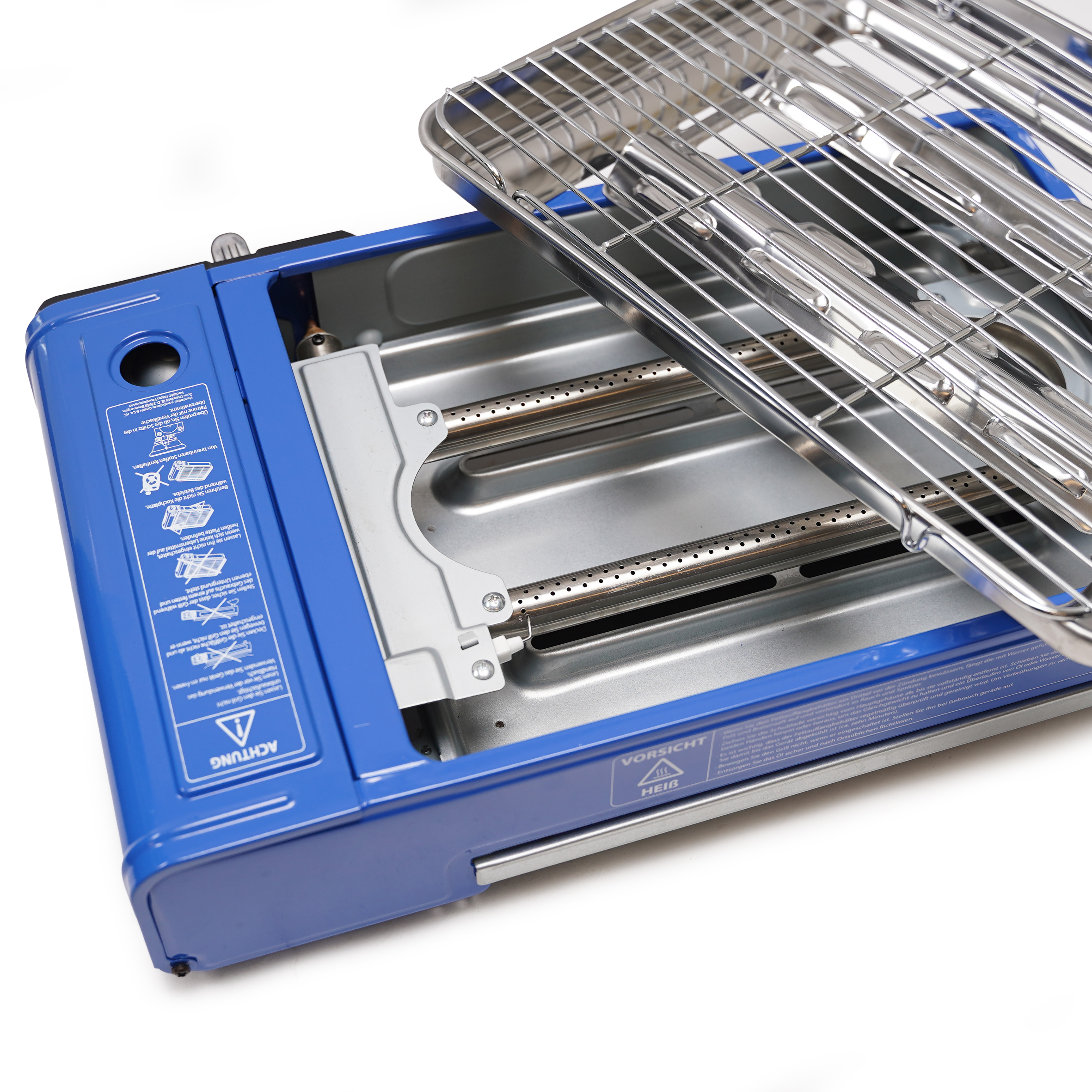 Eurocatch Gaz Butane Camping Grill Evergrill - Barbecue à gaz - Réchaud de camping - Grill de table - Barbecue de table - Incl. 12 Bidons de gaz