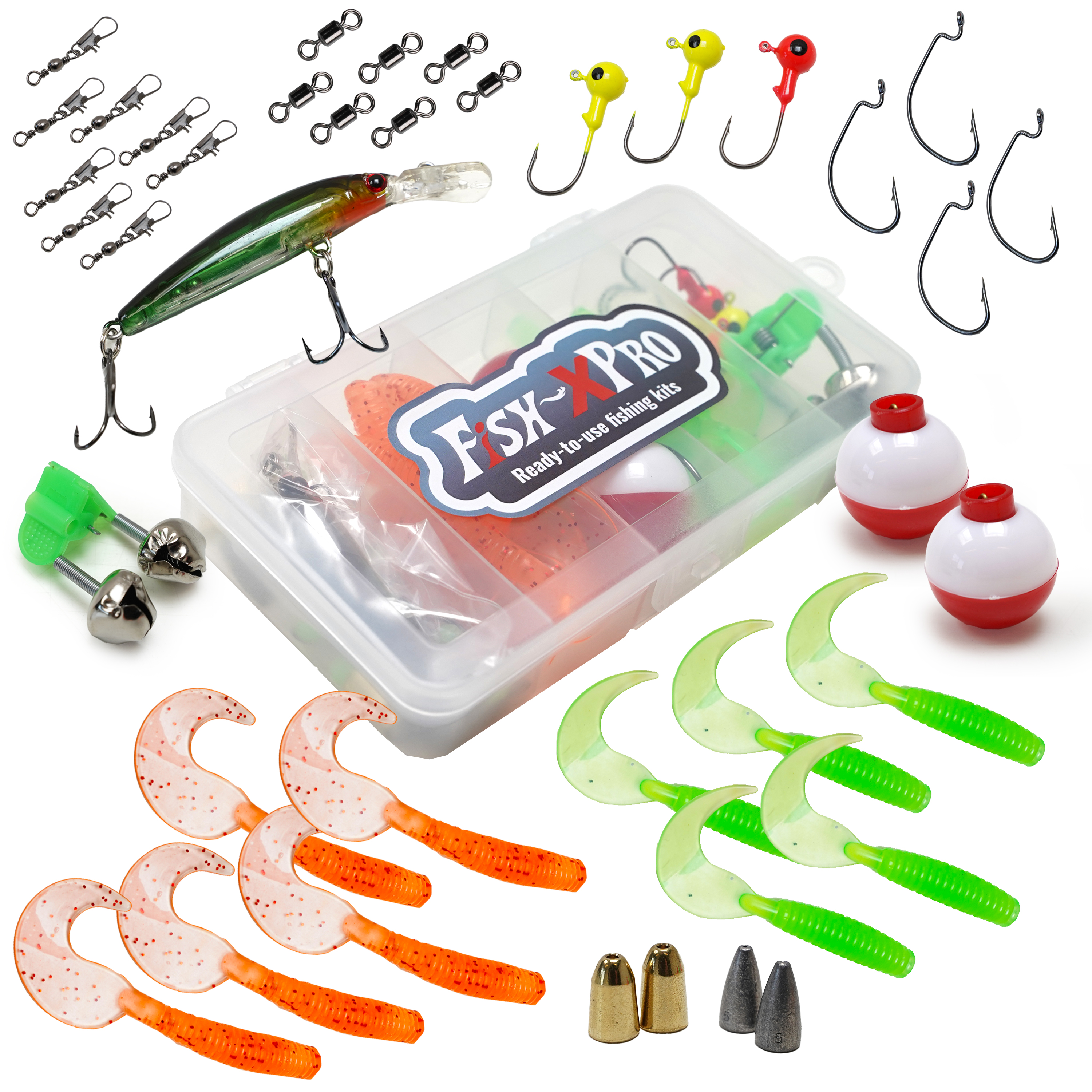 FishXpro Kit d'accessoires pour poissons prédateurs 47 - Pièces (y compris boîte de rangement)
