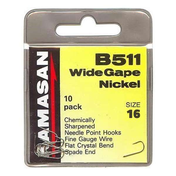 B511 Wide Gape Nickel Barbed - Haak - Haakmaat 16