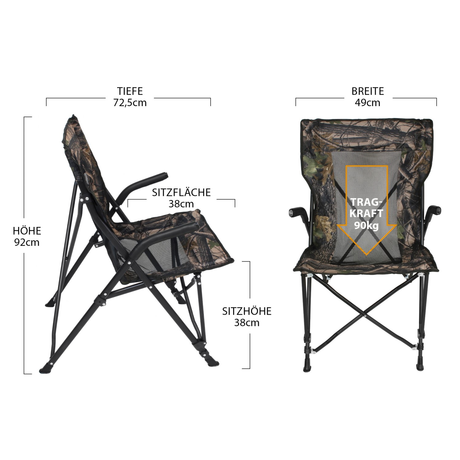 Eurocatch Camou Mesh High Back Chaise pliante
