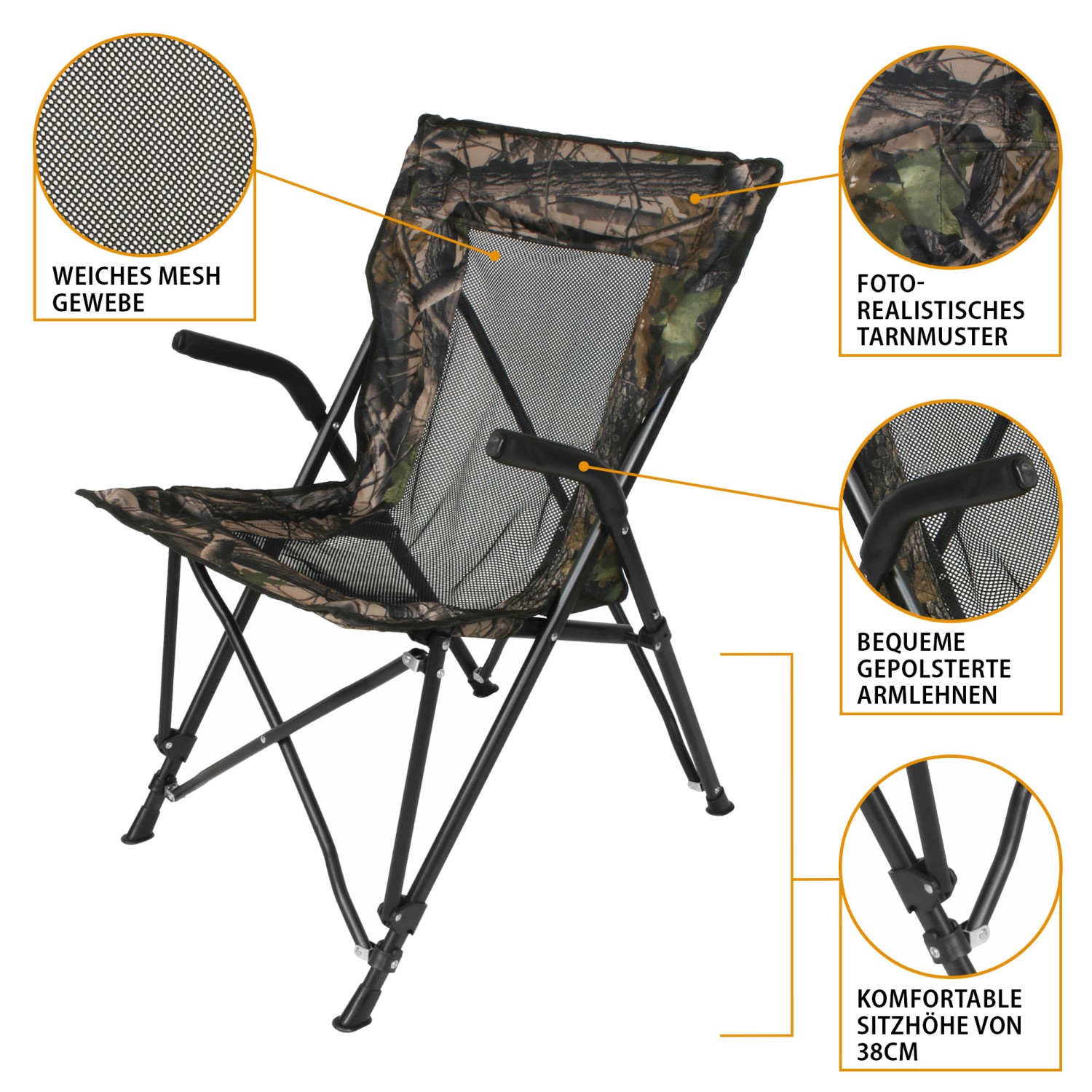 Eurocatch Camou Mesh High Back Chaise pliante