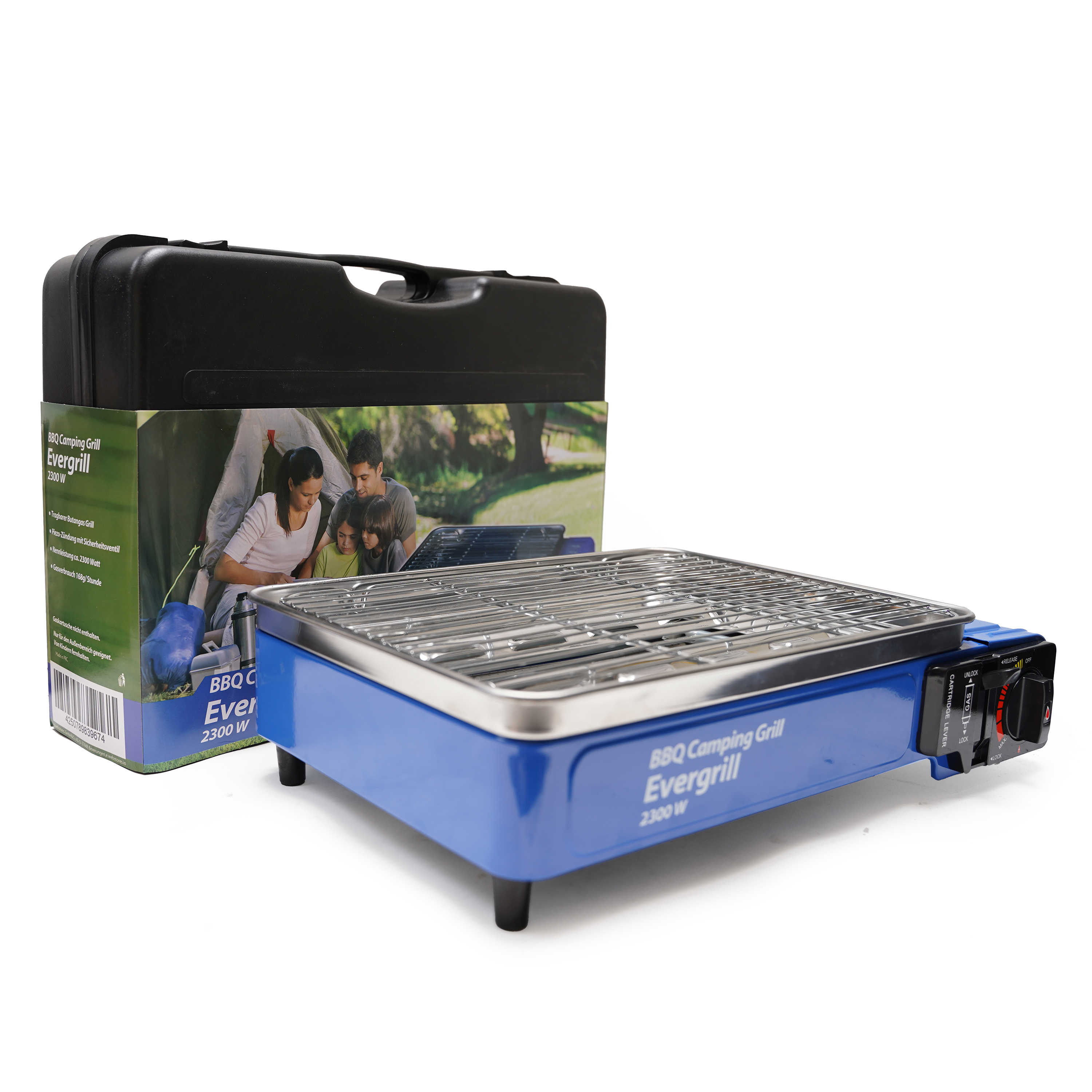 Eurocatch Gaz Butane Camping Grill Evergrill - Barbecue à gaz - Réchaud de camping - Grill de table - Barbecue de table