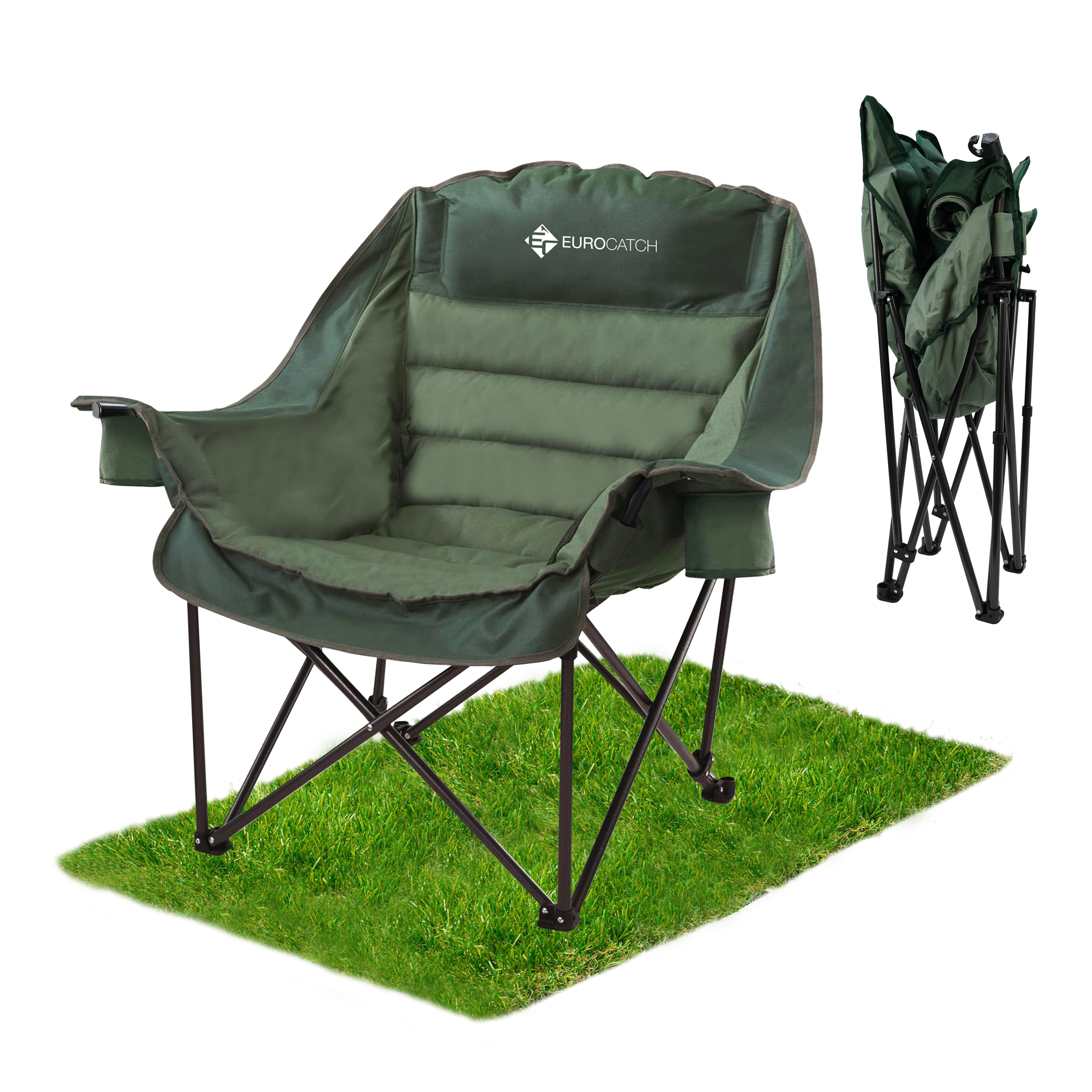 Eurocatch Comfy Club Chair XXL Pliable avec 2 Porte-Gobelets 