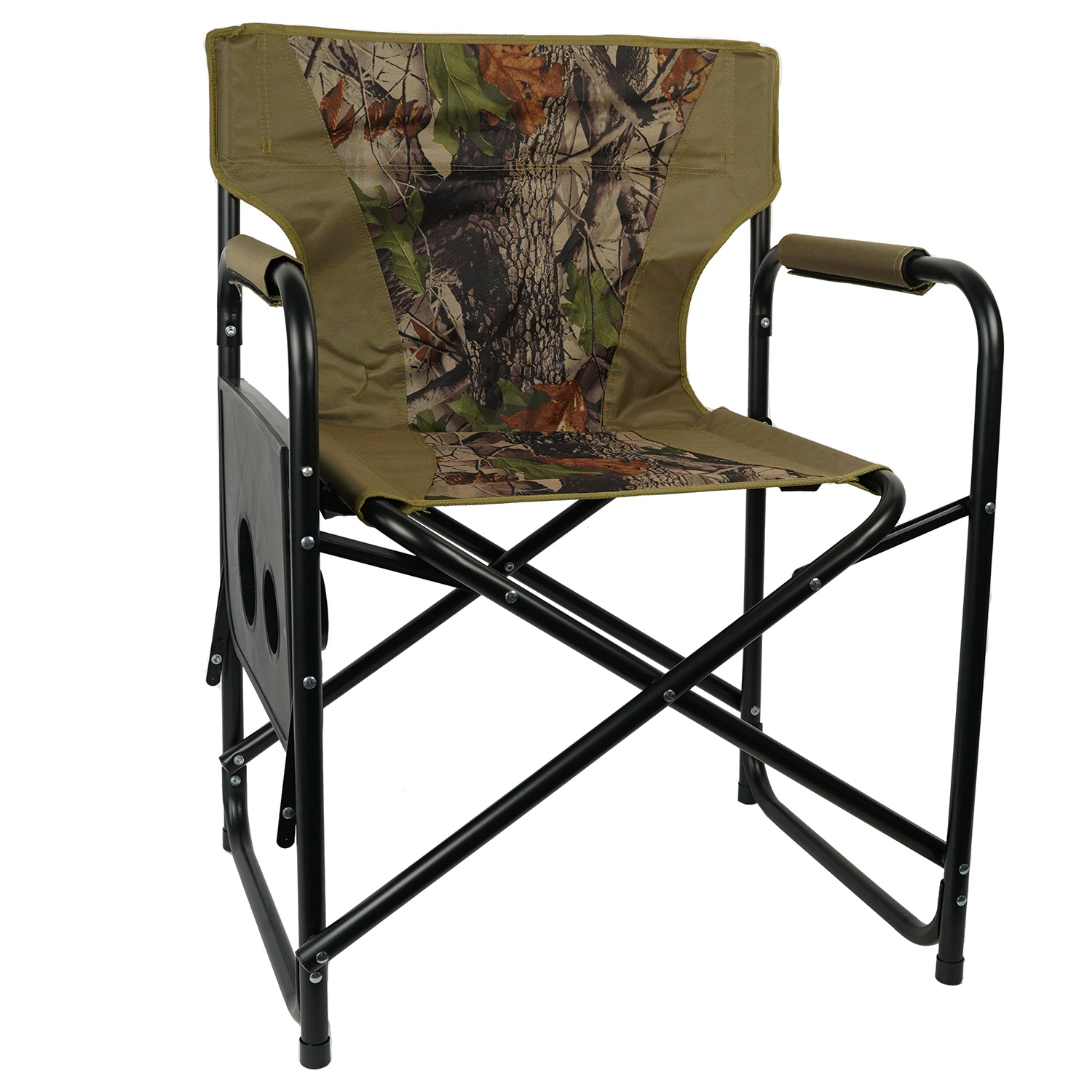 Eurocatch - Chaise de camping pliable avec table d'appoint - Camouflage - Président du directeur