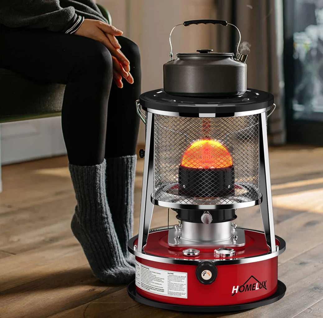Homelux Poêle à Pétrole avec Sac de Transport – Poêle d’Urgence Compact pour Intérieur et Extérieur – 2600W – Avec Jauge de Niveau de Carburant Incluse