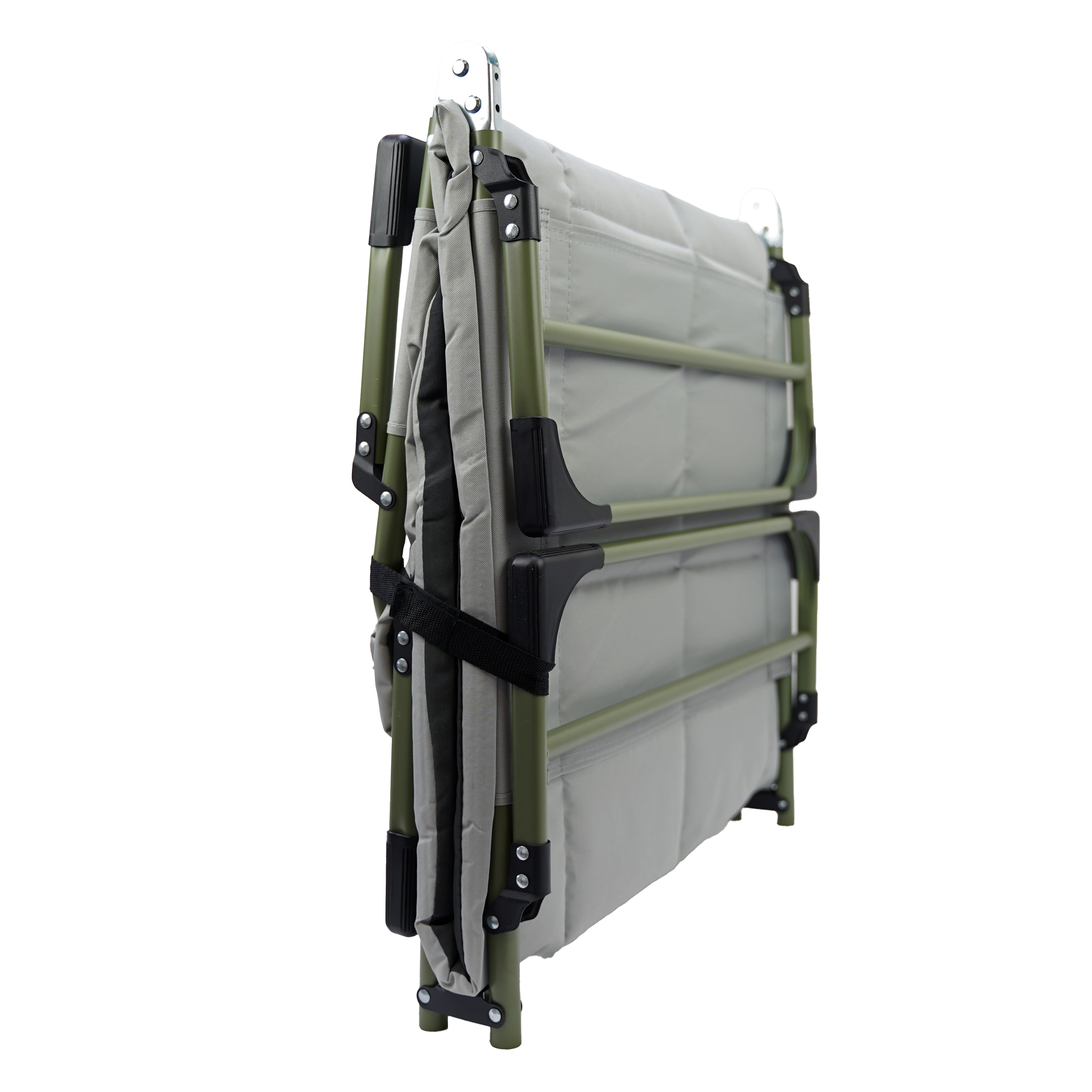 Eurocatch Bedchair Carpe – Lit de camping réglable à 8 pieds avec dossier 5 positions, appui-tête rembourré, poche latérale & pliable – Vert – 195×65×27 cm