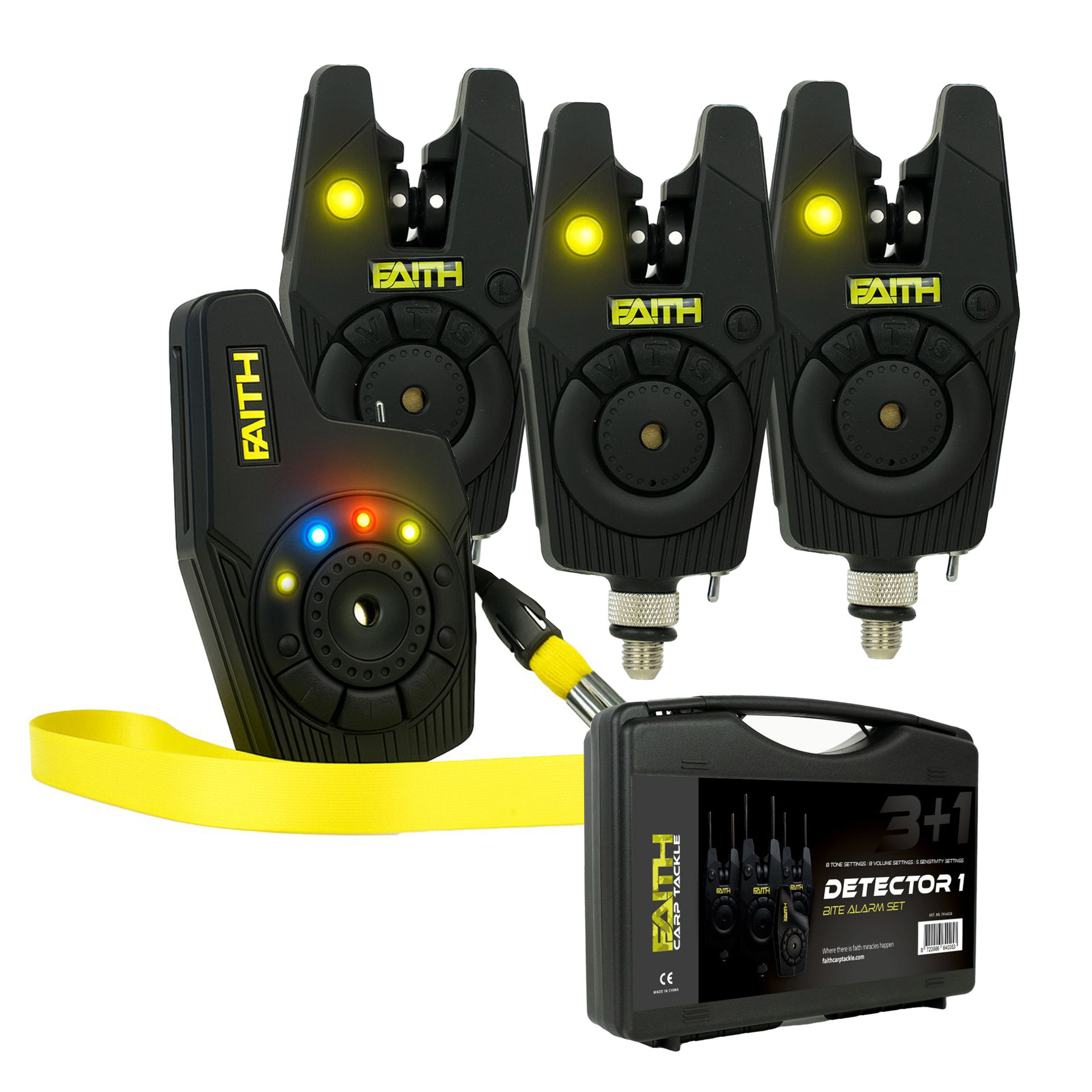 Ensemble d'alarme de morsure Faith Detector 3+1 - dans un étui robuste