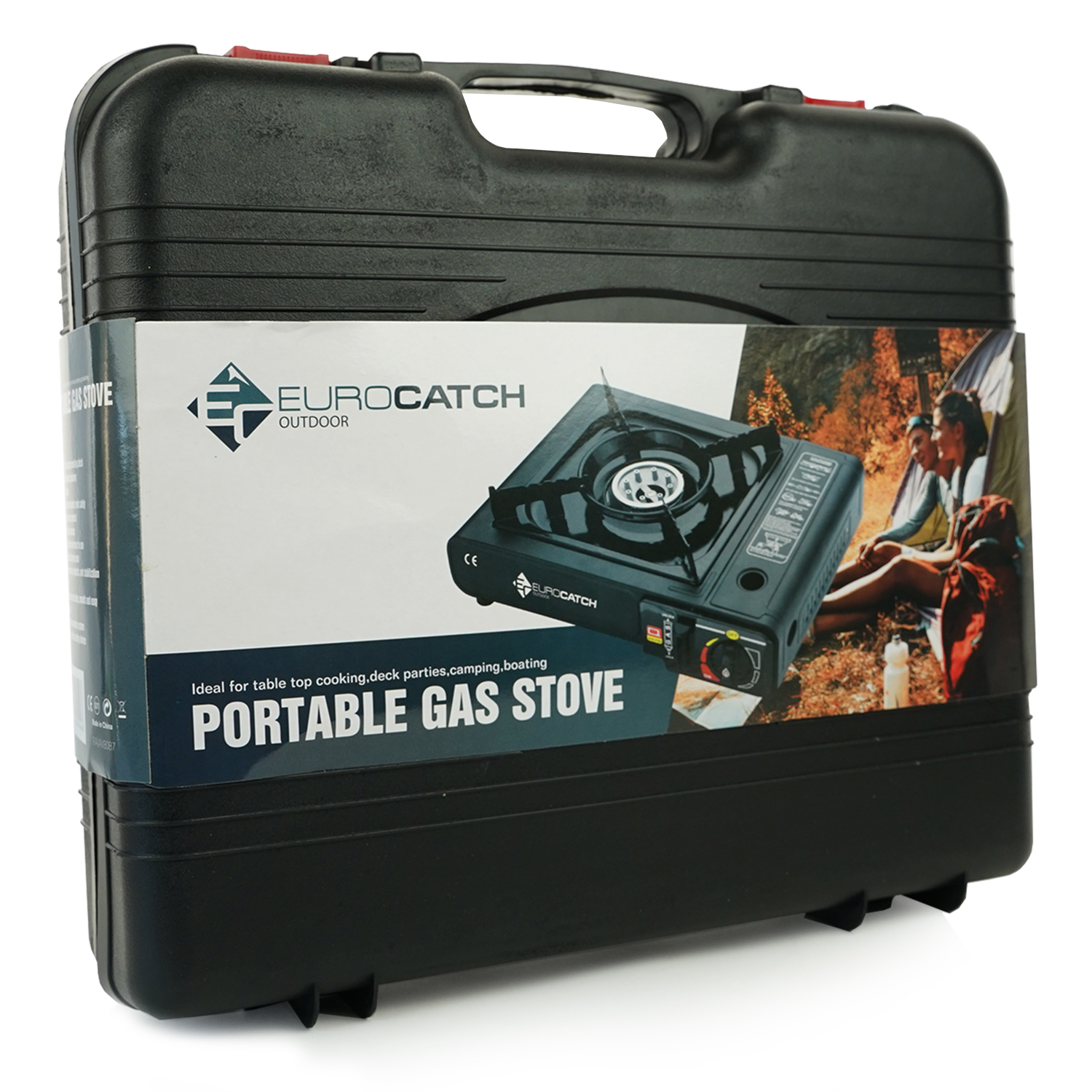 Eurocatch Réchaud et cuisinière à gaz - Ensemble de camping - 8 bonbonnes de gaz butane - Réchaud à gaz - Brûleur à gaz - Cuisinière - Chauffage