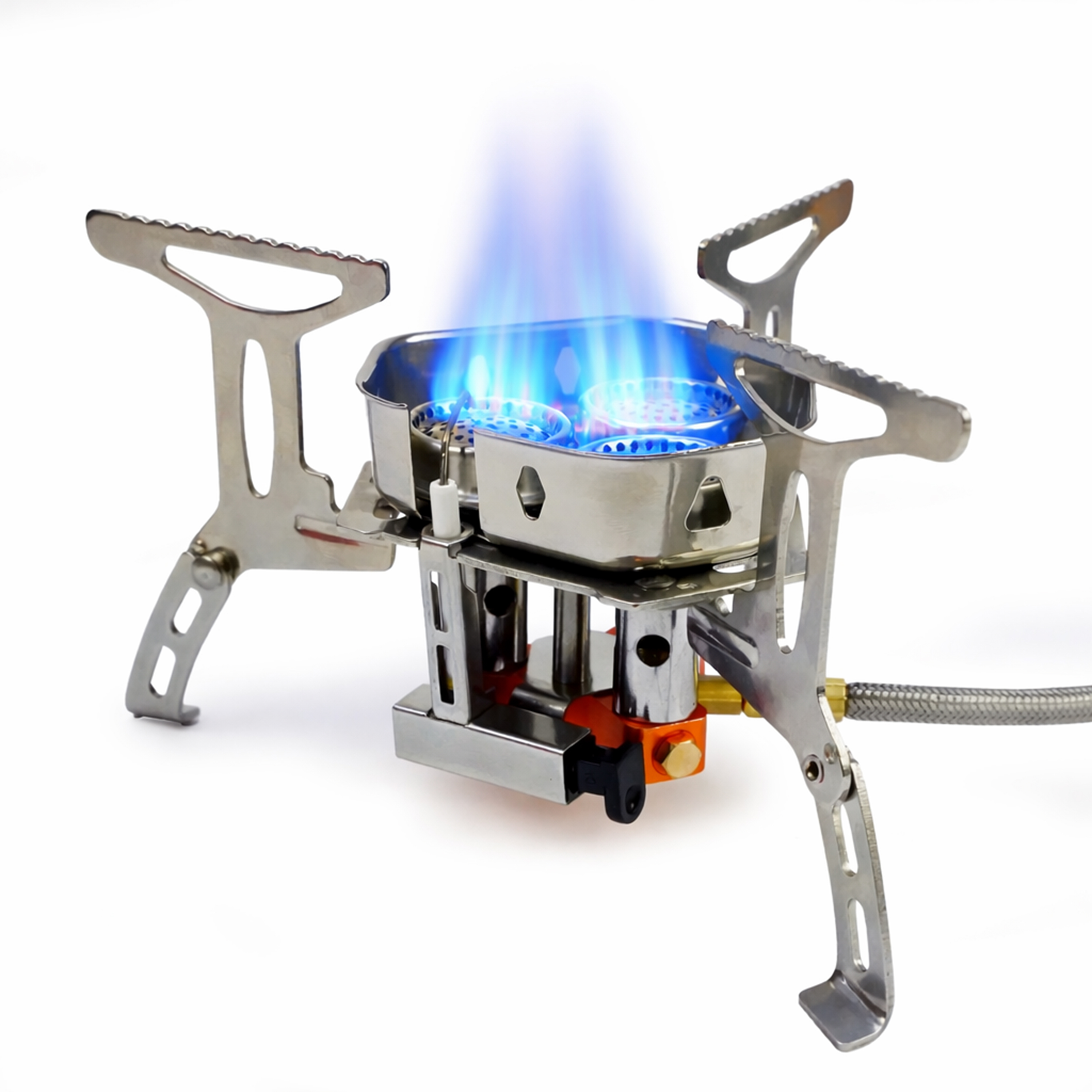 Eurocatch Foldable Gas Burner Turbo 6800W - incl. 4 cartouches de gaz - Réchaud à Gaz Pliable avec Adaptateur et Mallette