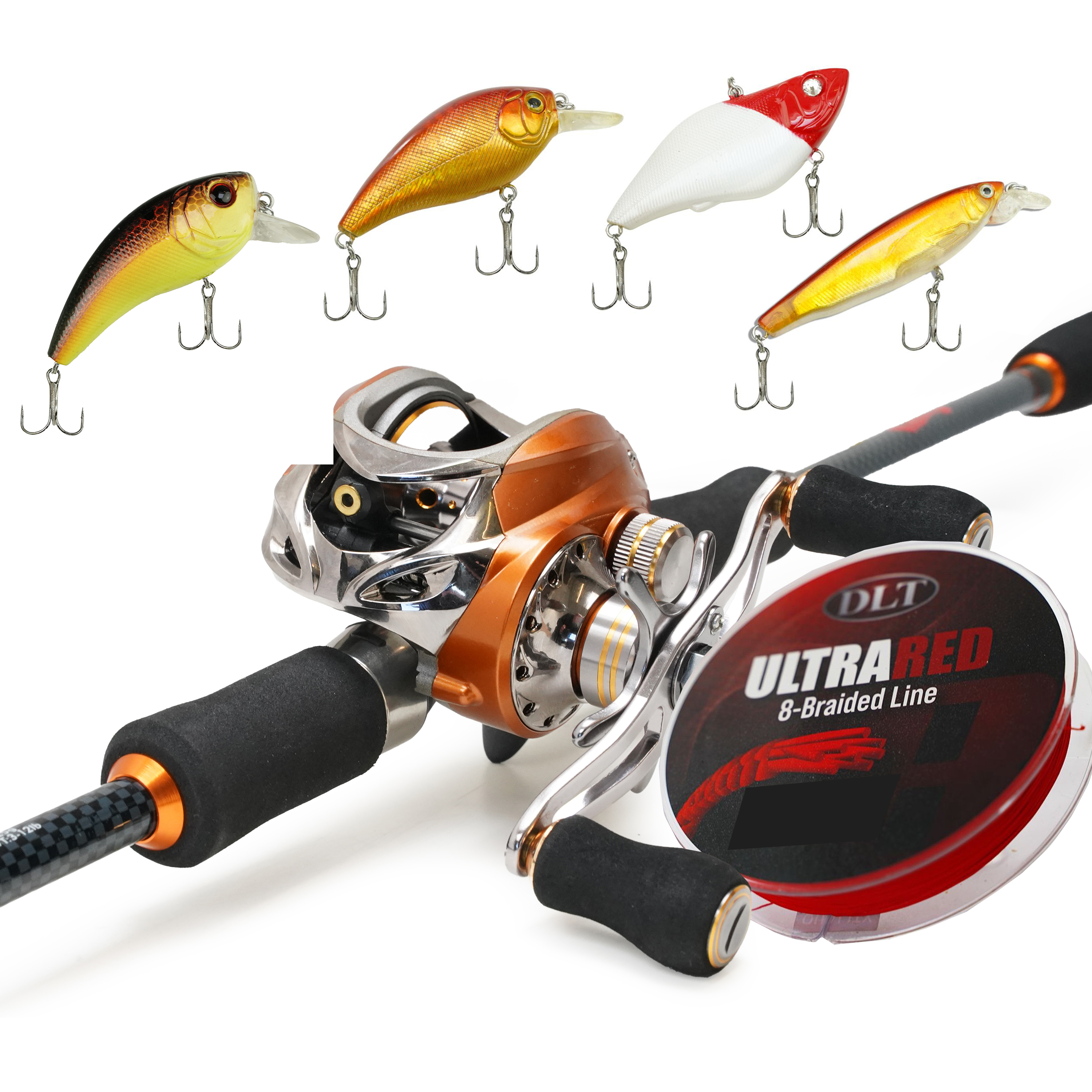 Eurocatch Baitcaster set 1,80m - avec 200 m de ligne tressée - Moulinet + Canne + Fil
