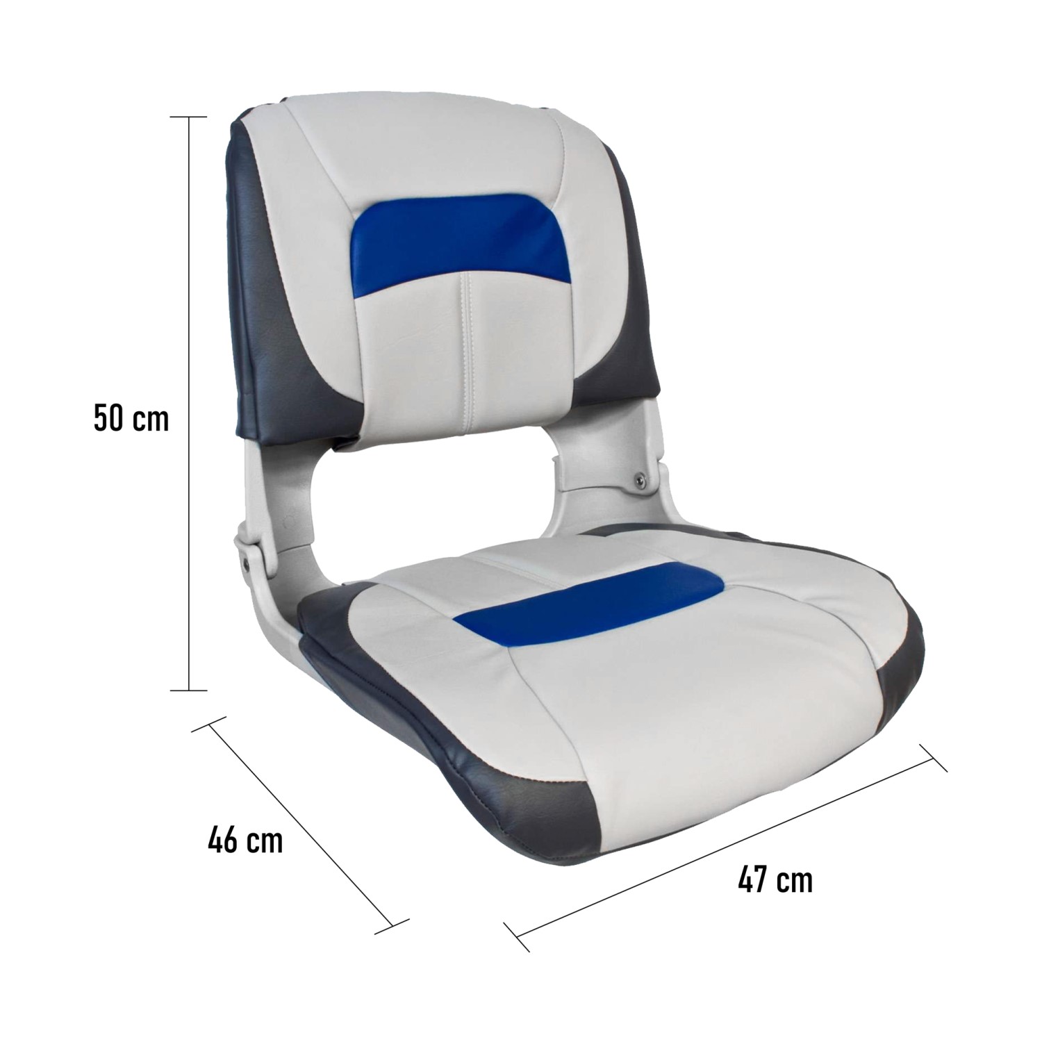 Luxus High Back Comfort Plus Boat Seat - Gris/Bleu - Siège de Bateau