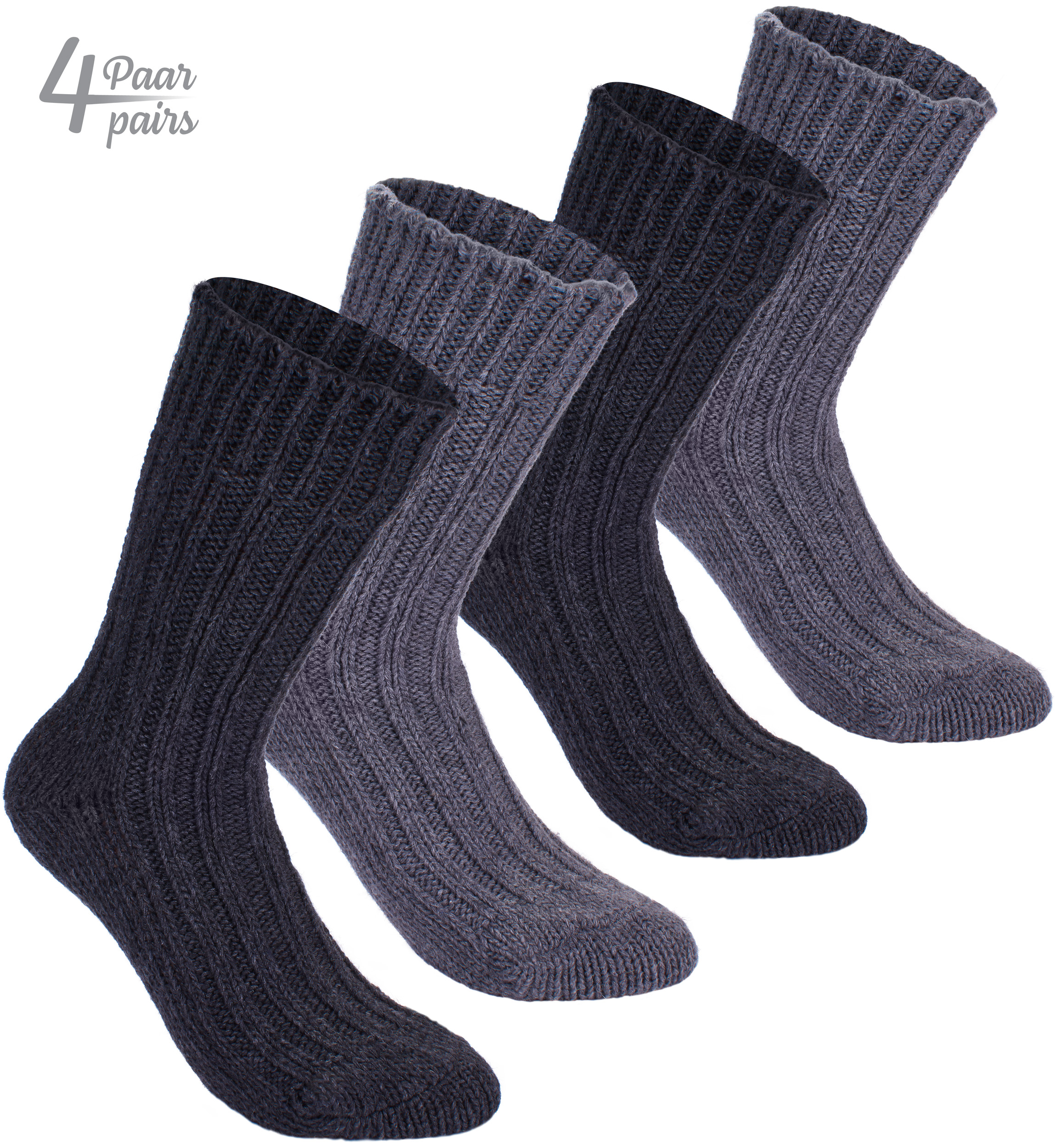 Brubaker 4 Paar Socken aus Alpakawolle – Grau