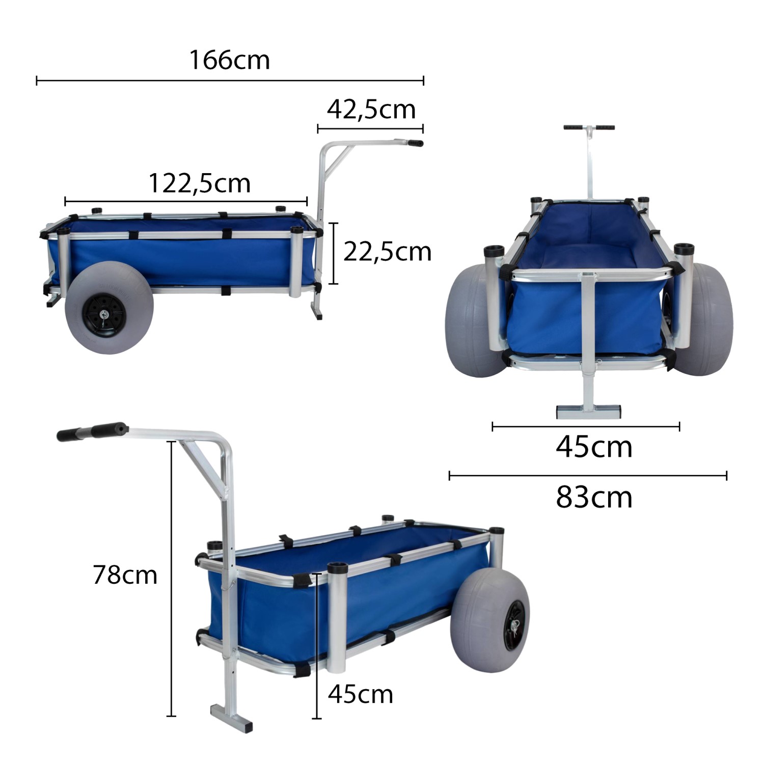 Eurocatch - Chariot de transport Avec pneus ballons - Heavy Duty - Chariot de pêche de plage