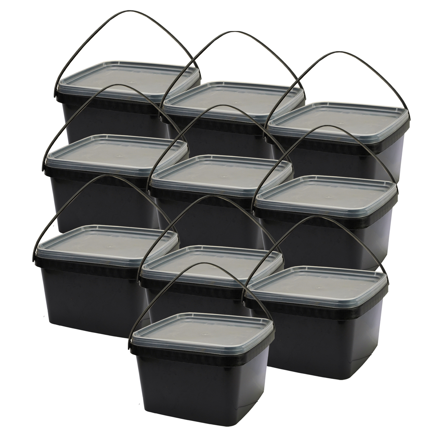 Eurocatch Seau - Noir avec couvercle transparent - Refermable - 10× - 2,5 L