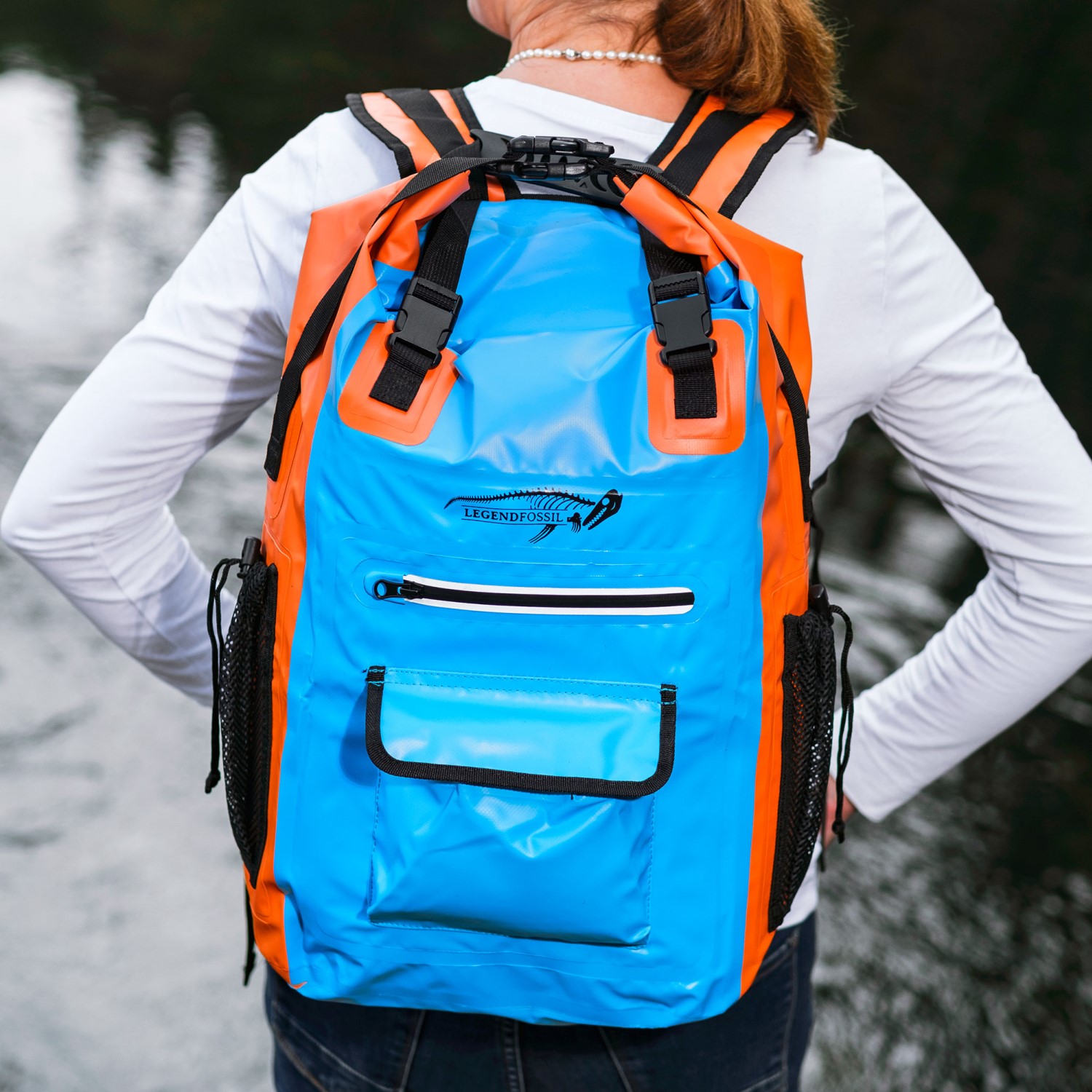 Legendfossil - Sac à dos en bâche Traveler - Bleu-Orange - 30L - Imperméable - Sac à dos - Sac à dos - Bleu - Orange