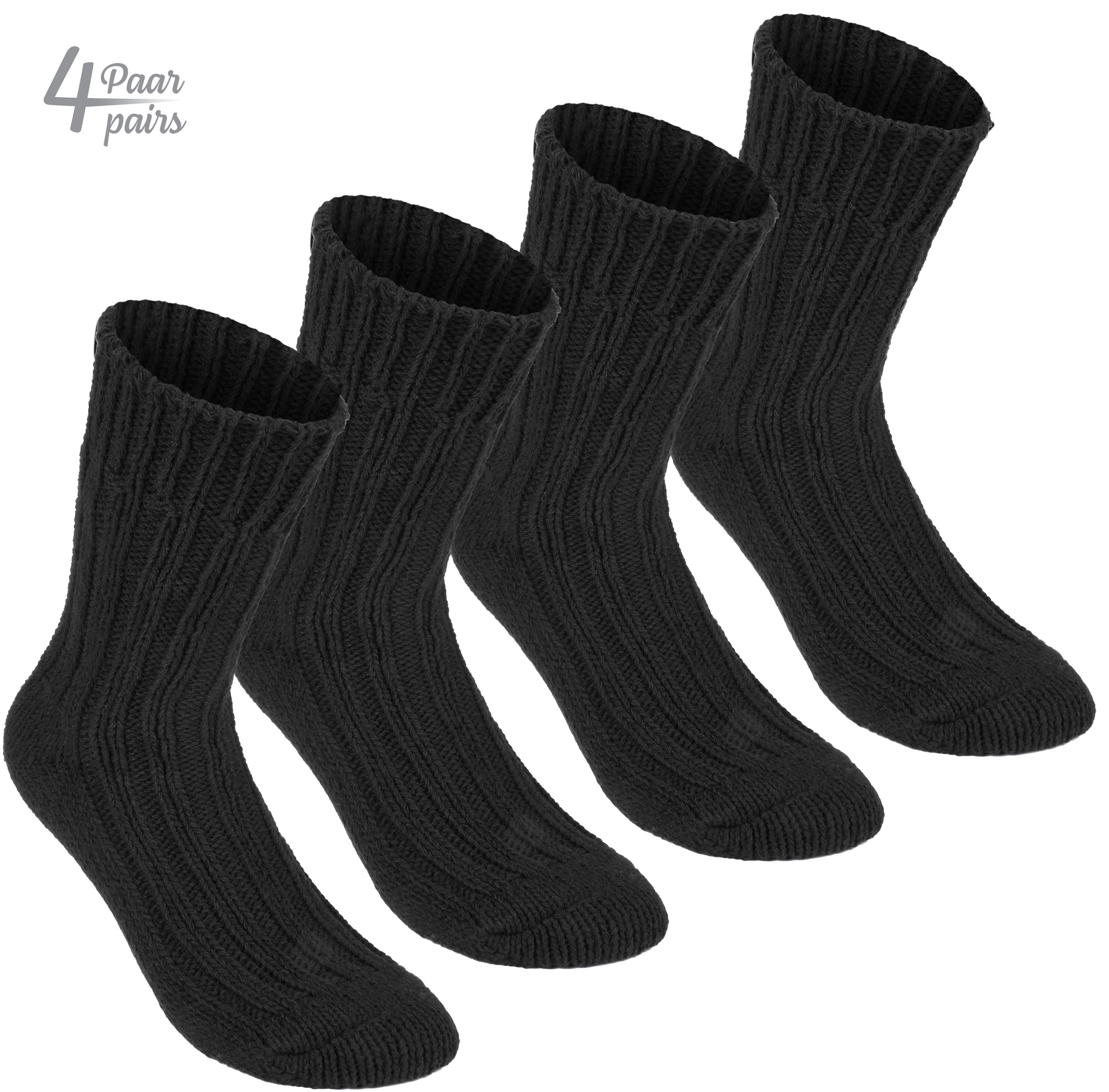 Brubaker 4 paires de chaussettes d'Alpakawolle – Noir