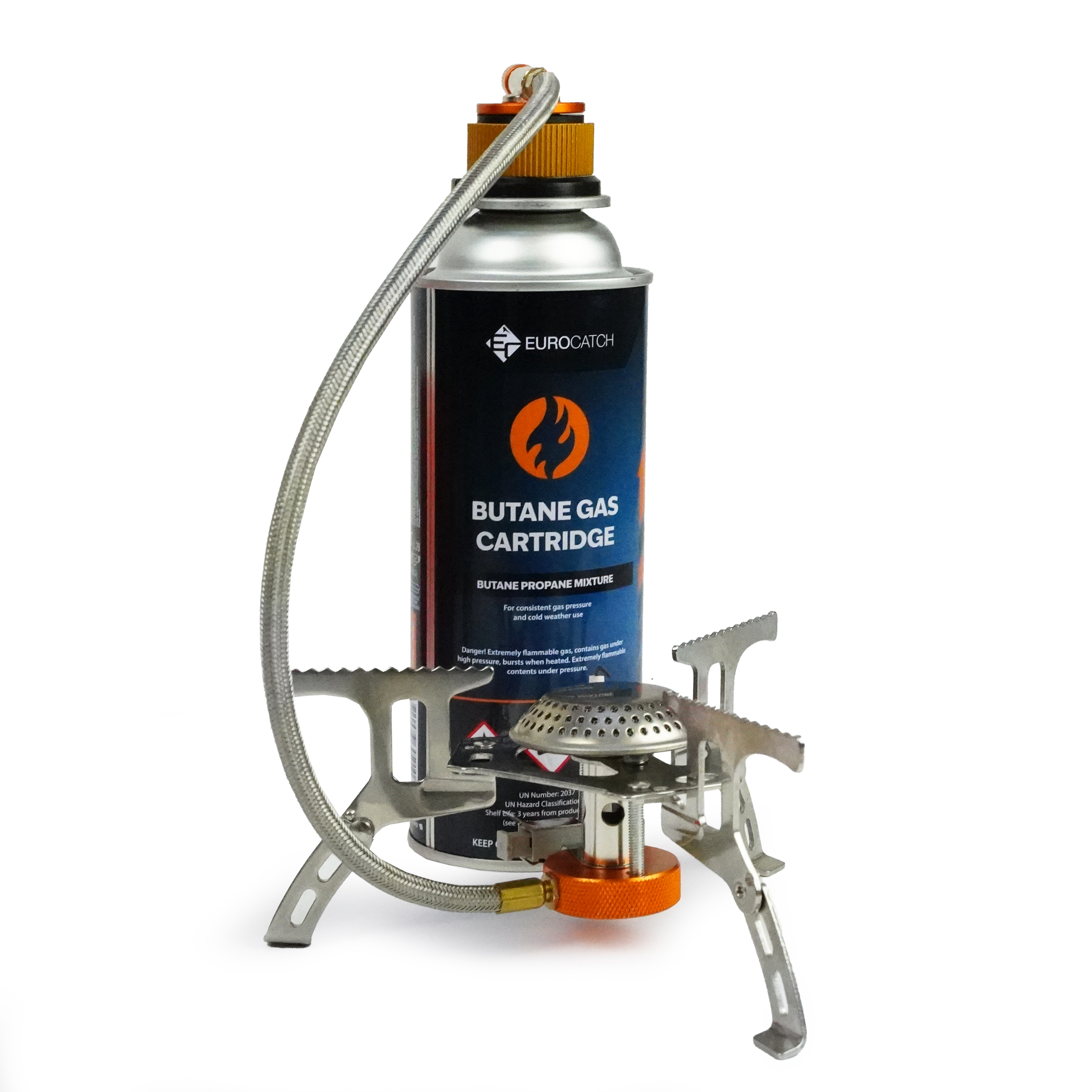 Eurocatch Rechaud a Gaz Pliant 2200W avec Adaptateur - Rechaud Camping Portable