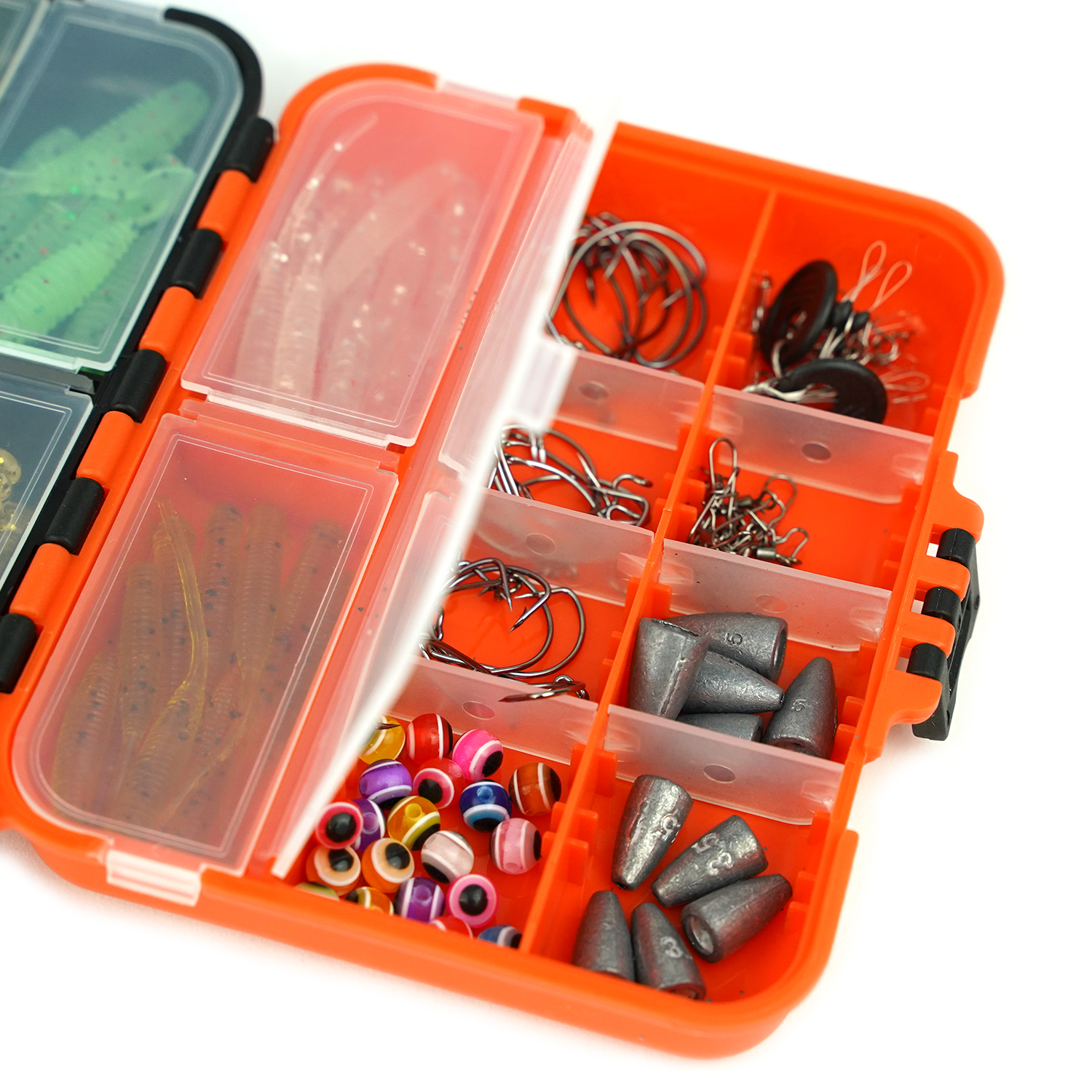 " Fish-Xpro Kit de pêche aux carnassiers - 205 pièces - Leurres - Leurres souples - Poids de pêche - Hameçons - Émerillons - Bouchons de ligne - avec Tacklebox - Poissons carnassiers - Sandre"