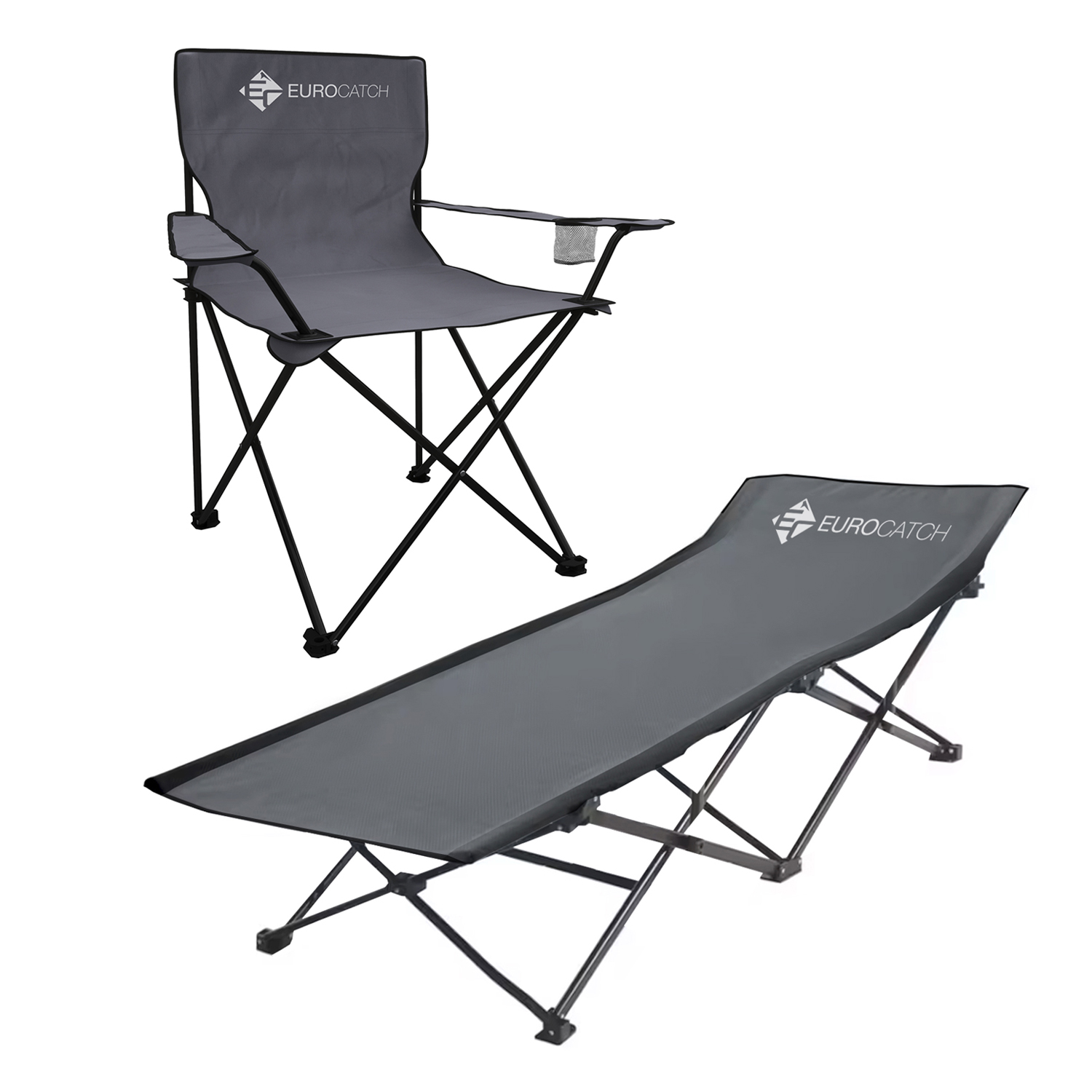 Chaise de camping et lit de camp pliable Eurocatch - Ensemble festival - Ensemble camping