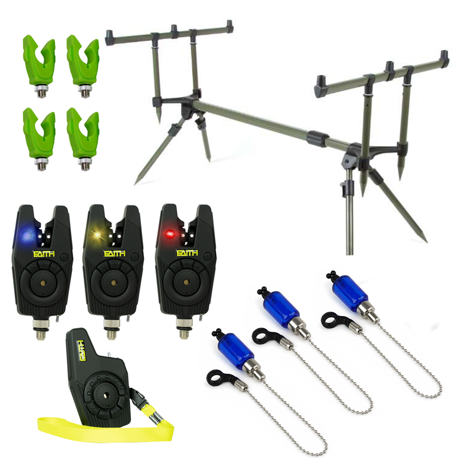 X2 Rodpod - Set - Deluxe - Transformer Rodpod - Incl 2 alarmes de touche - 3 swingers- Vert
