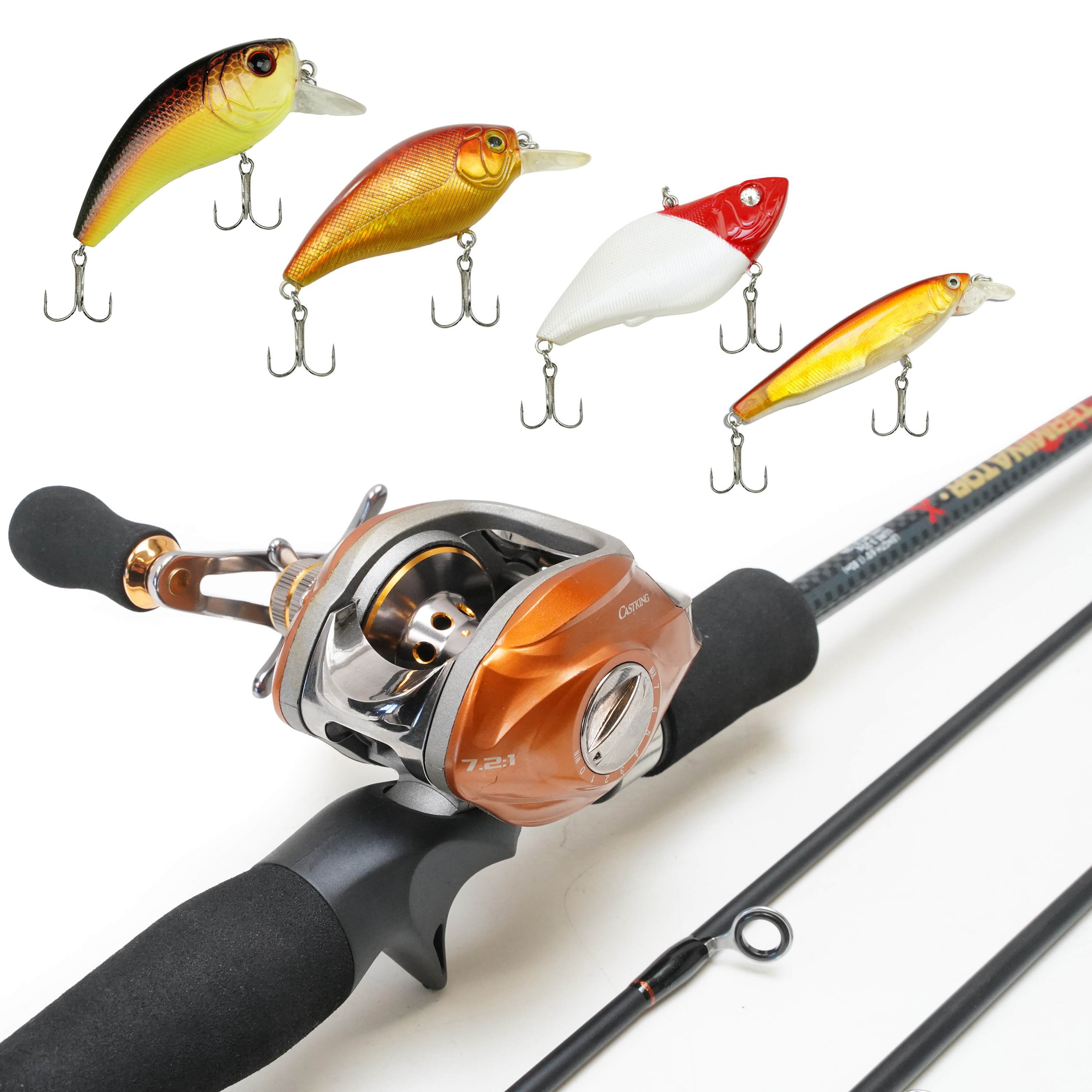 Eurocatch Baitcaster set 1,80m - avec 200 m de ligne tressée - Moulinet + Canne + Fil