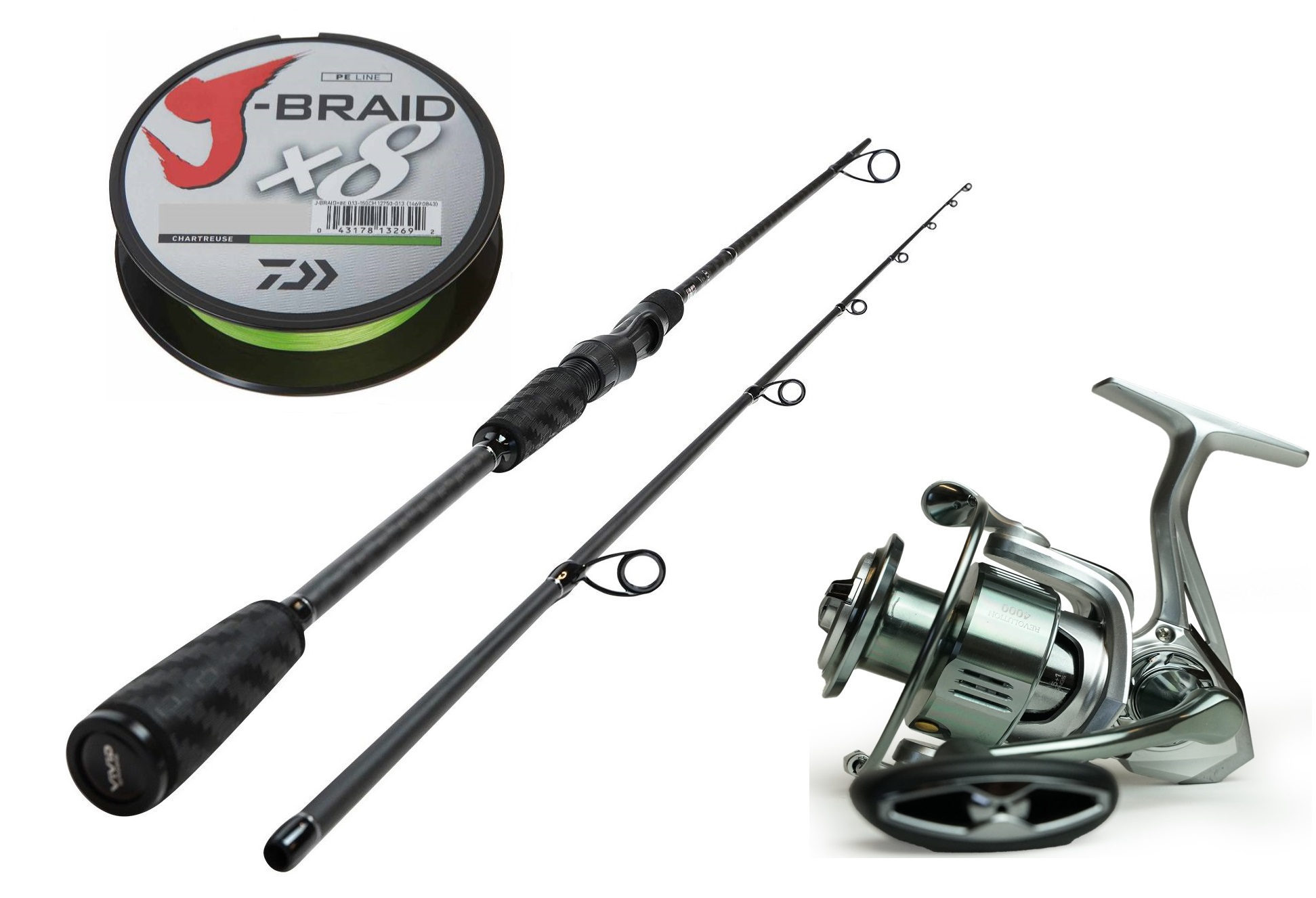 DLT Vivid Sea Bass Set - 3,00 m - 30-100gr - Set de cannes à pêche en mer - Canne avec moulinet et ligne de pêche tressée