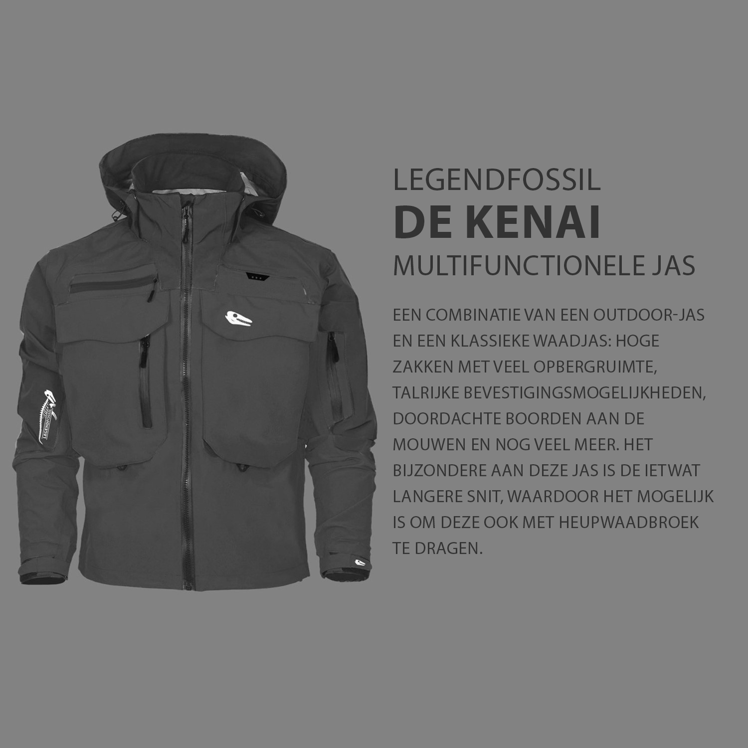 Legendfossil Outdoor Jacket Kenai - Veste d'extérieur imperméable - Doublure polaire - Coupe-vent - Noir graphite - L