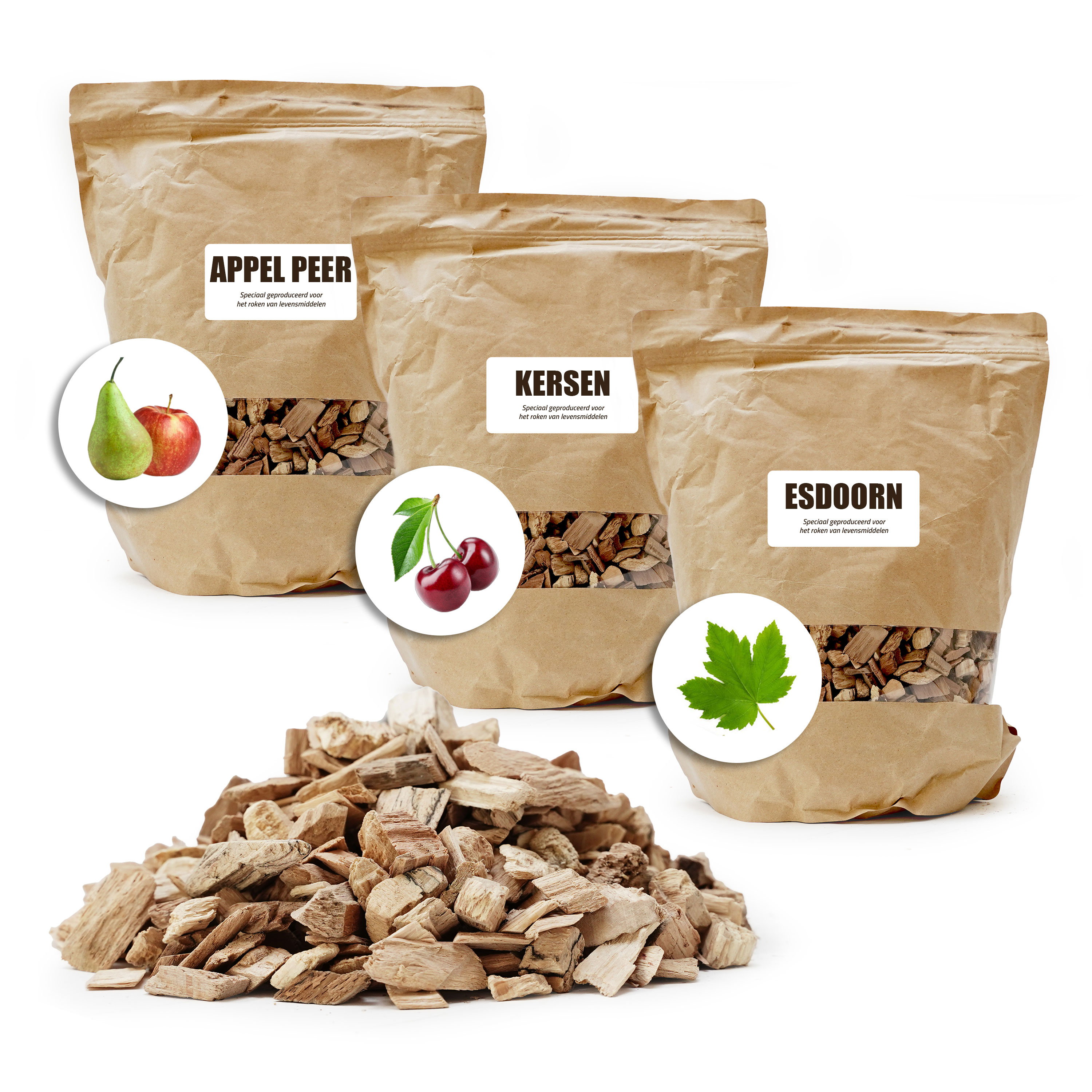 Assortiment de bois de fumée Eurocatch - 3x 4 L - Pomme - Cerisier - Érable - Copeaux de fumée